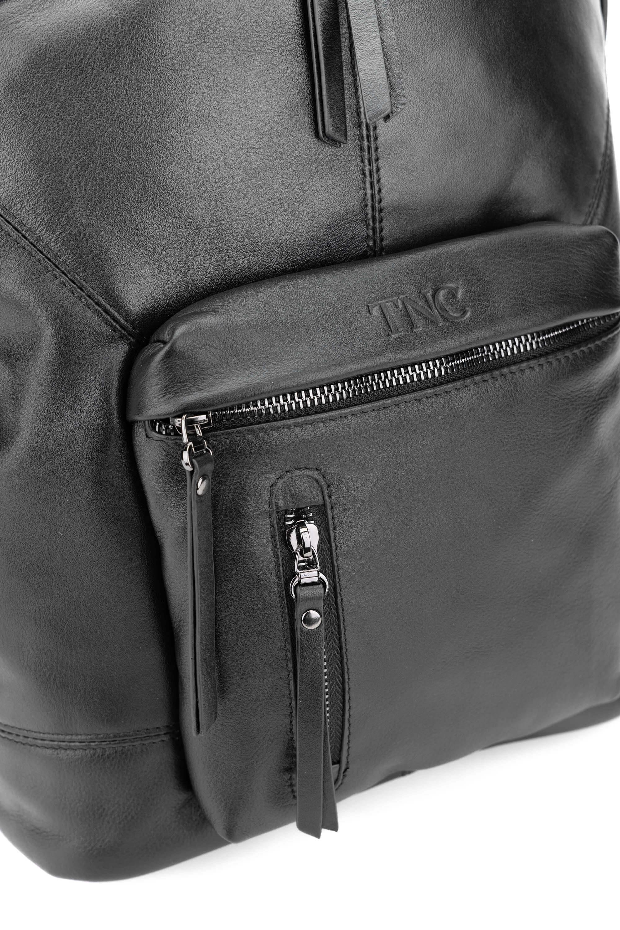 Tamer Tanca Erkek Hakiki Deri Siyah Sırt Çantası