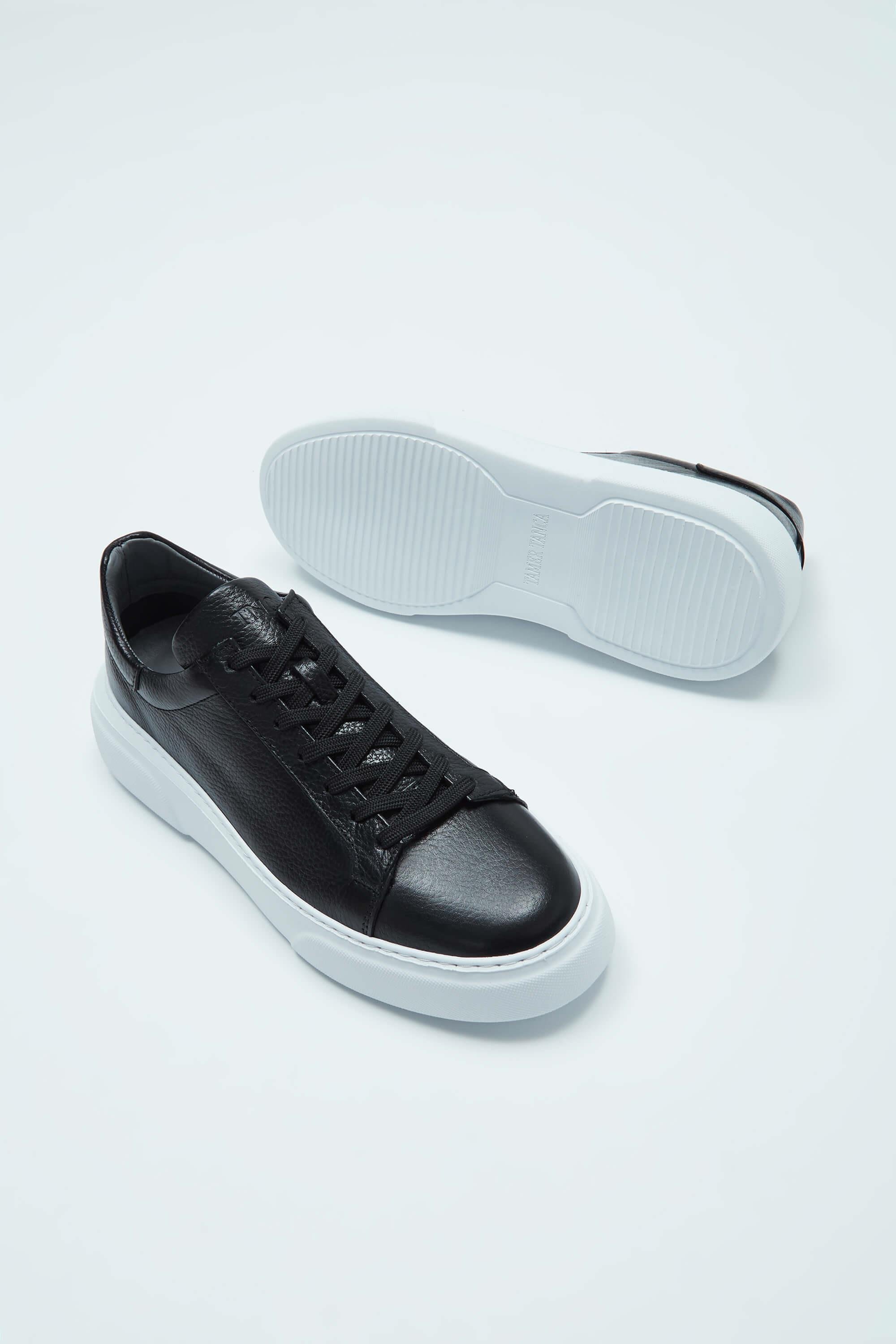 Tamer Tanca Erkek Hakiki Deri Siyah Sneakers & Spor Ayakkabı
