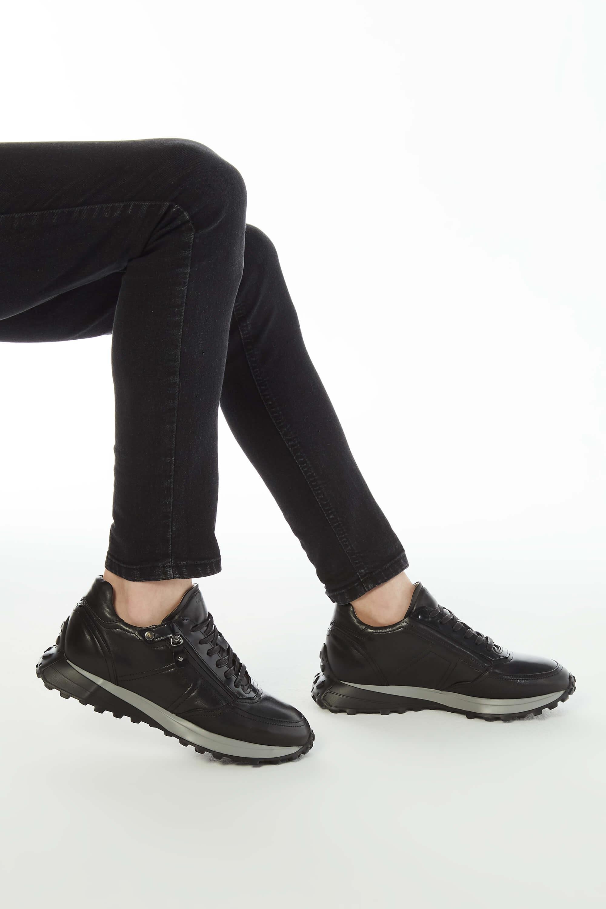 Tamer Tanca Erkek Hakiki Deri Siyah Sneakers & Spor Ayakkabı
