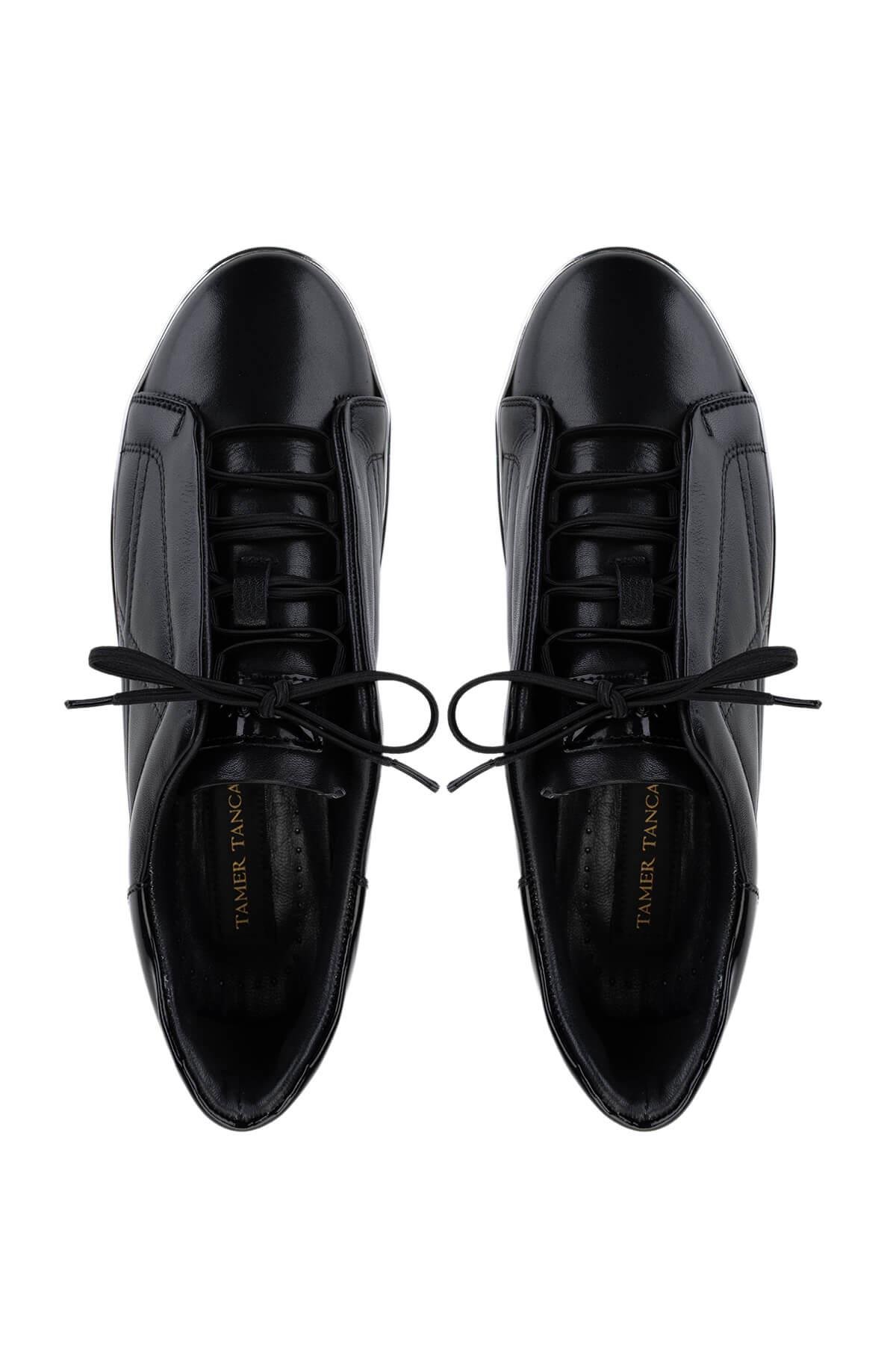 Tamer Tanca Erkek Hakiki Deri Siyah Sneakers & Spor Ayakkabı