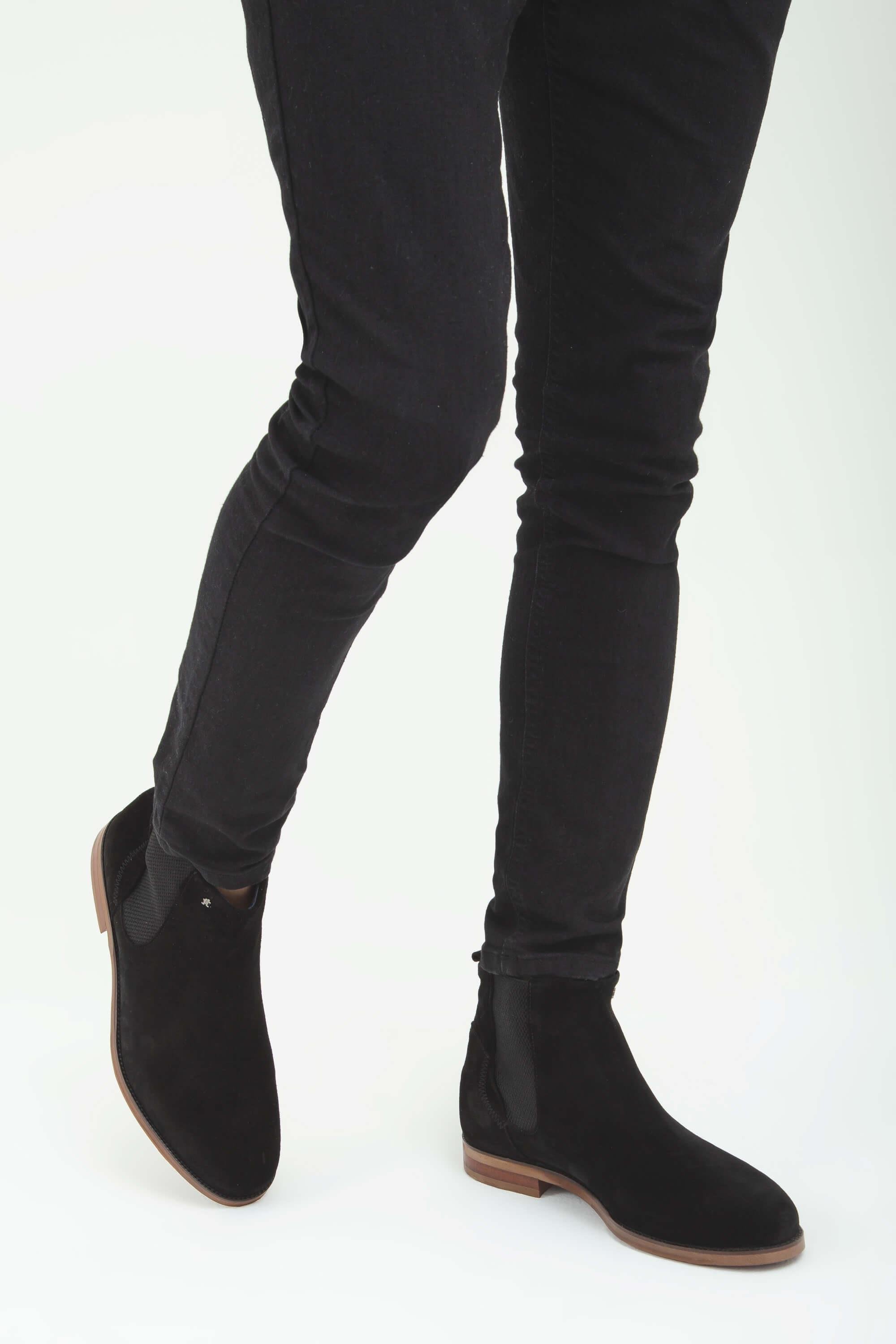 Tamer Tanca Erkek Hakiki Deri Siyah Süet Casual Bot