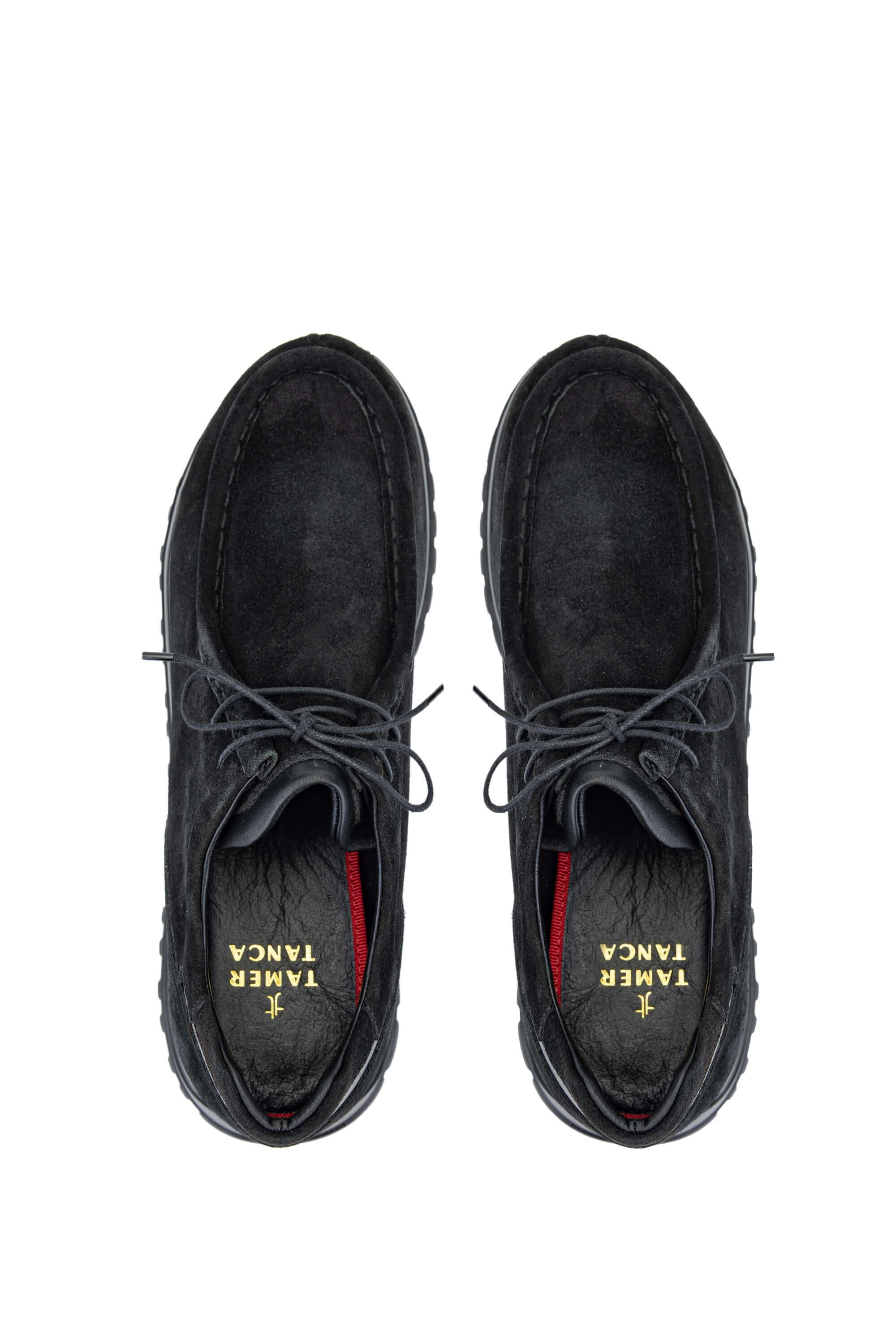 Tamer Tanca Erkek Hakiki Deri Siyah Süet Casual Ayakkabı