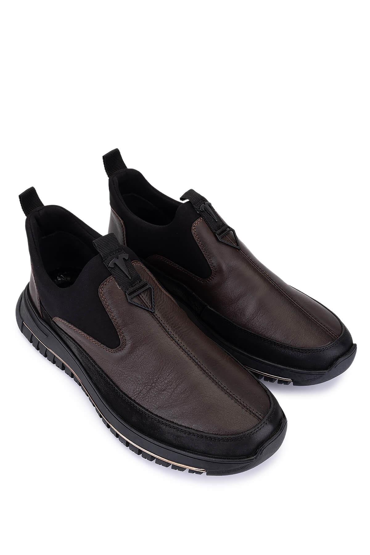 Tamer Tanca Erkek Hakiki Deri Siyah/Kahve Sneakers & Spor Ayakkabı