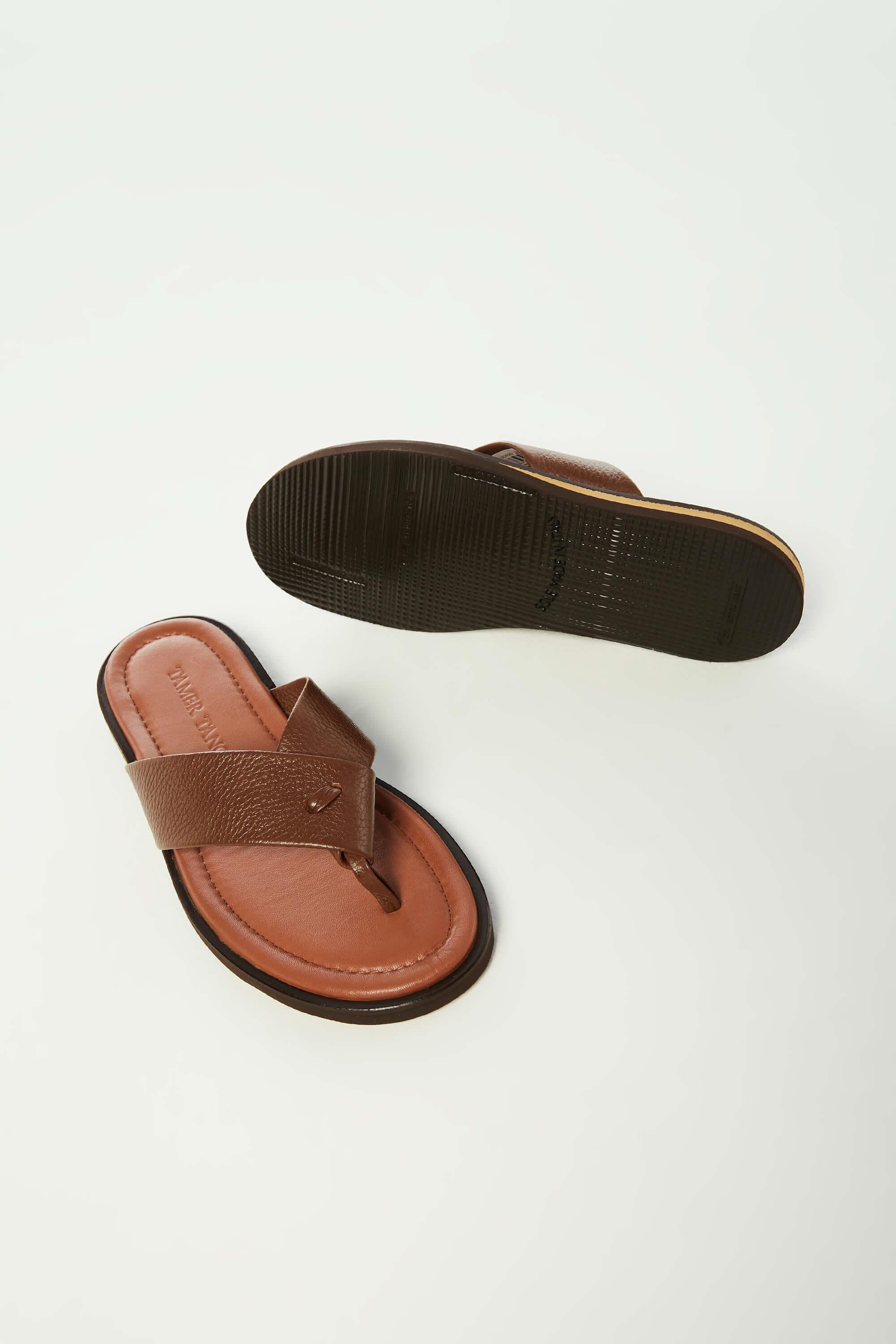 Tamer Tanca Erkek Hakiki Deri Taba Floter Parmak Arası Terlik