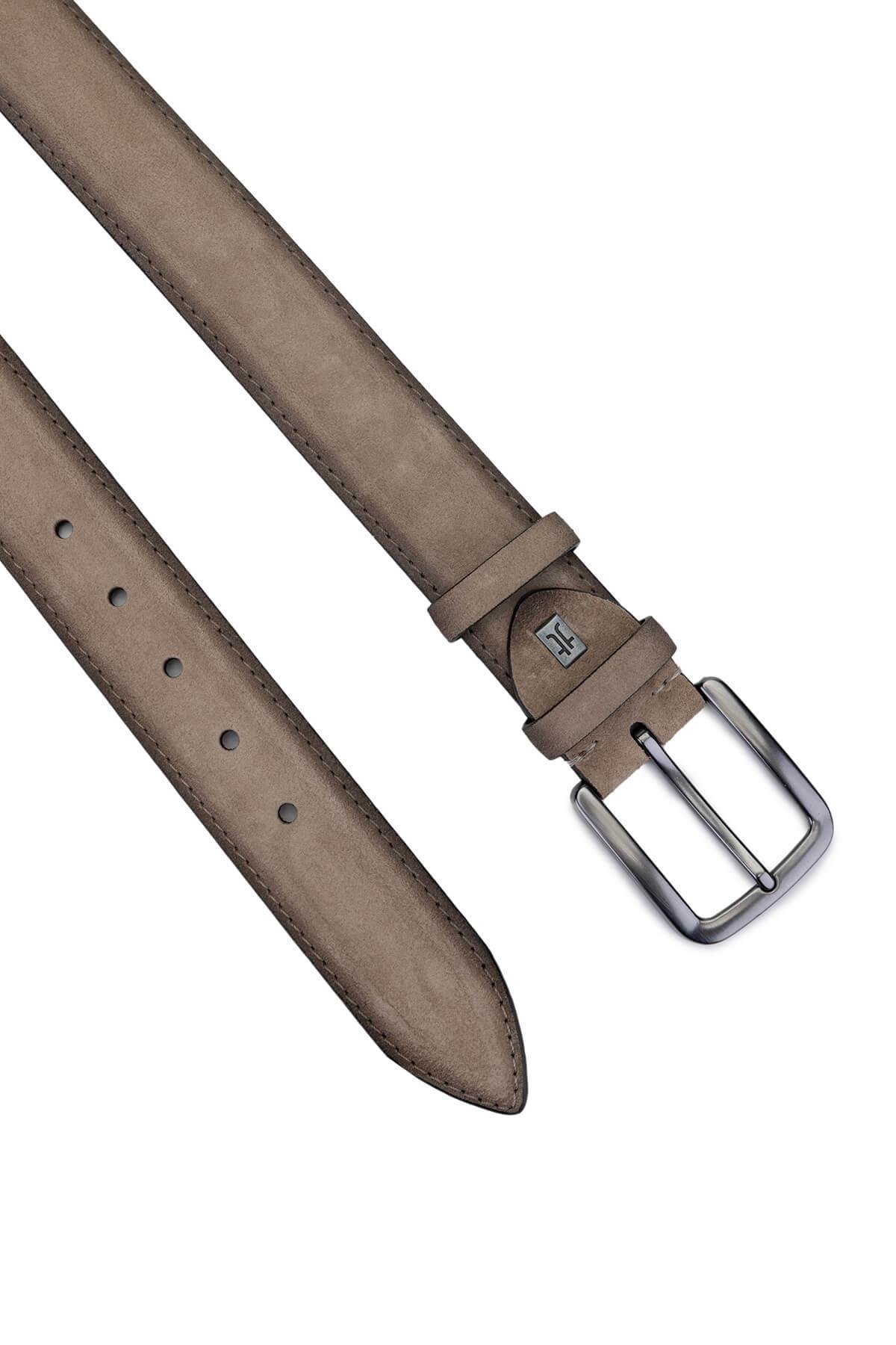 Tamer Tanca Erkek Hakiki Deri Taupe Süet Spor Kemer