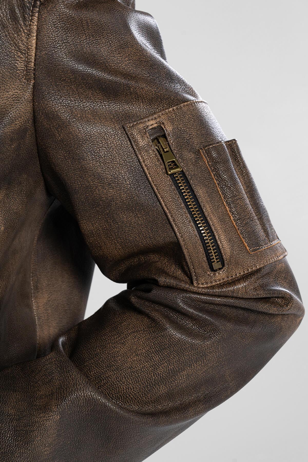 Tamer Tanca Erkek Hakiki Deri Viski Eskitme Deri Mont