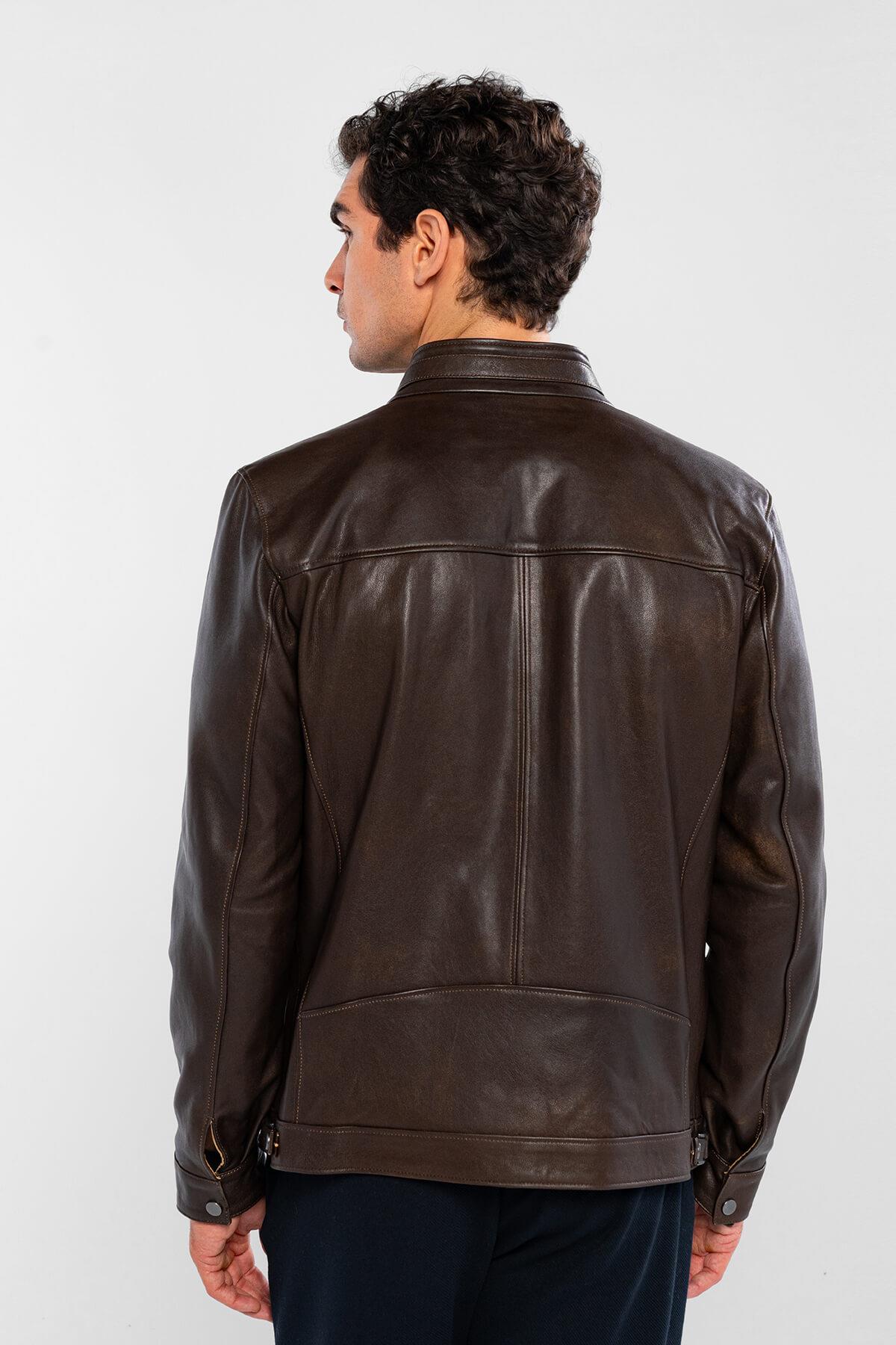 Tamer Tanca Erkek Hakiki Deri Viski Eskitme Deri Mont