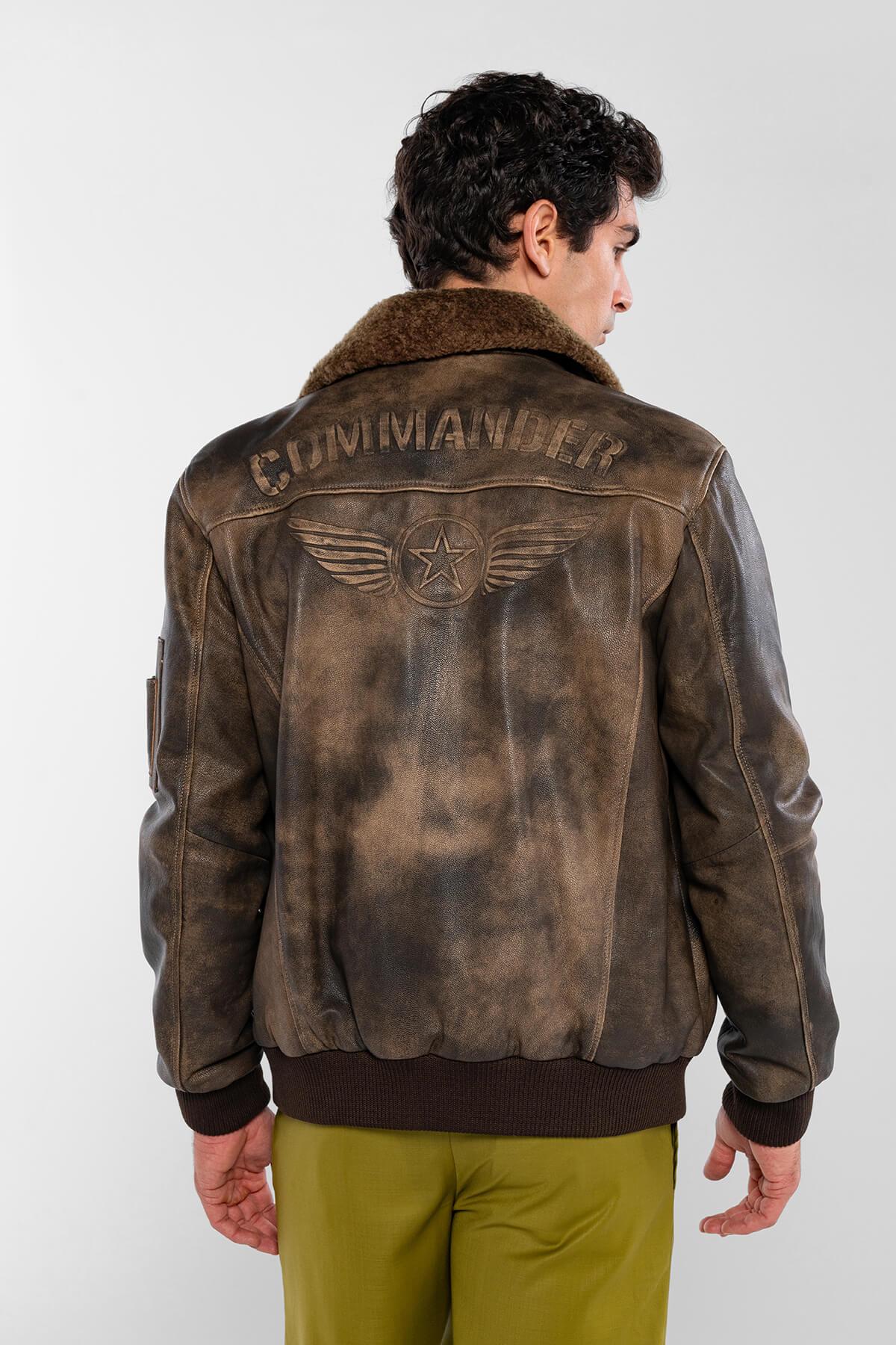 Tamer Tanca Erkek Hakiki Deri Viski Eskitme Deri Mont