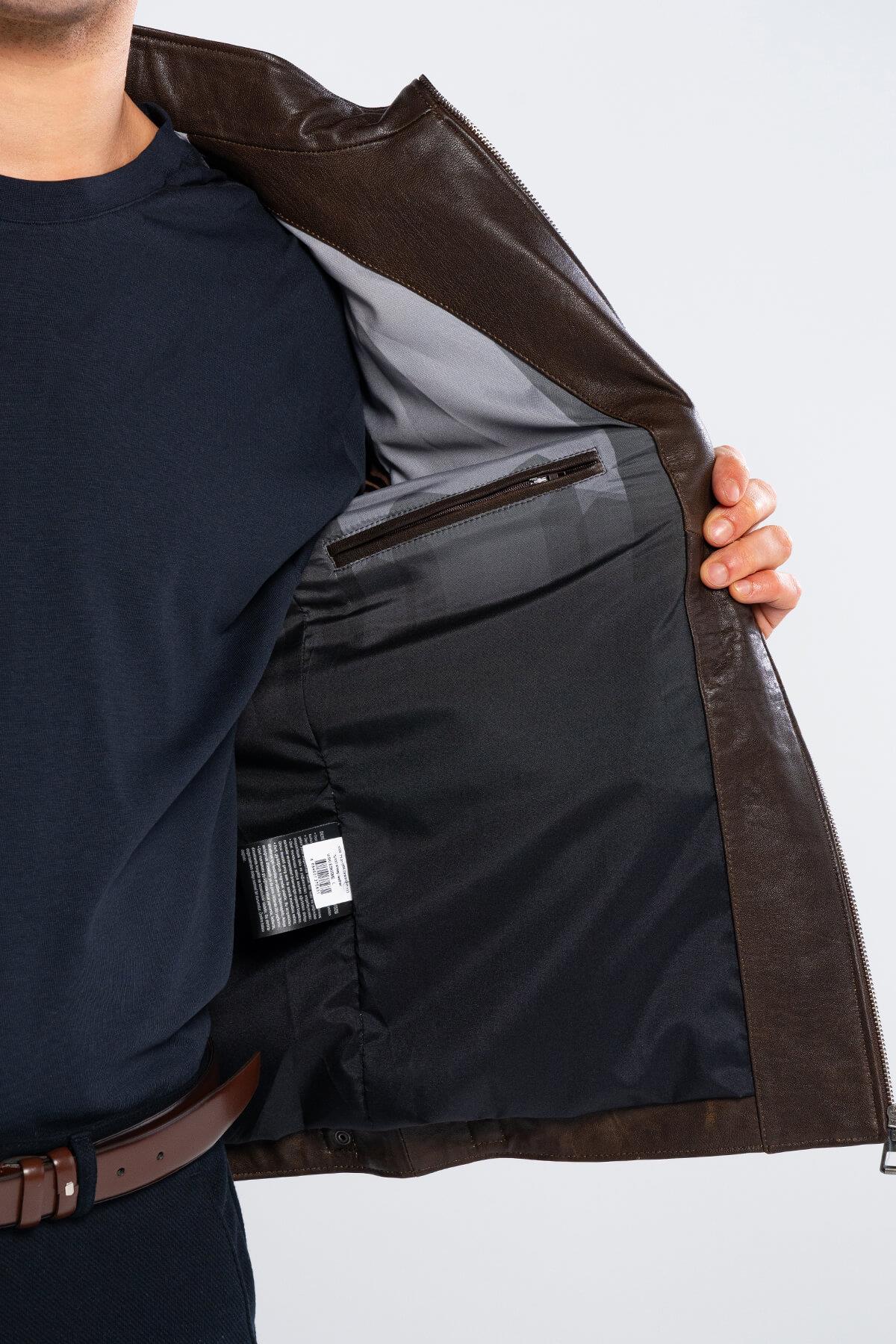 Tamer Tanca Erkek Hakiki Deri Viski Eskitme Deri Mont