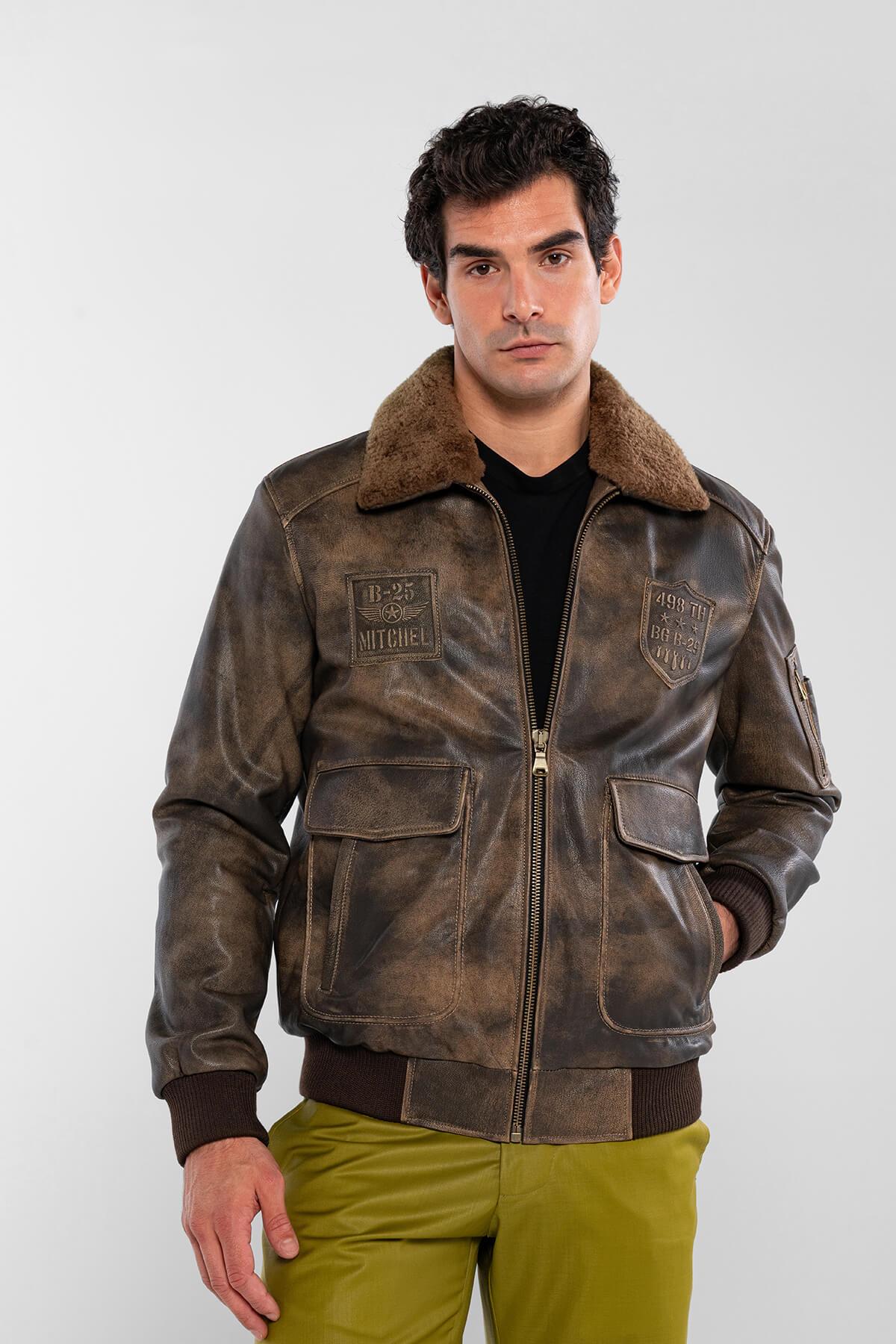 Tamer Tanca Erkek Hakiki Deri Viski Eskitme Deri Mont