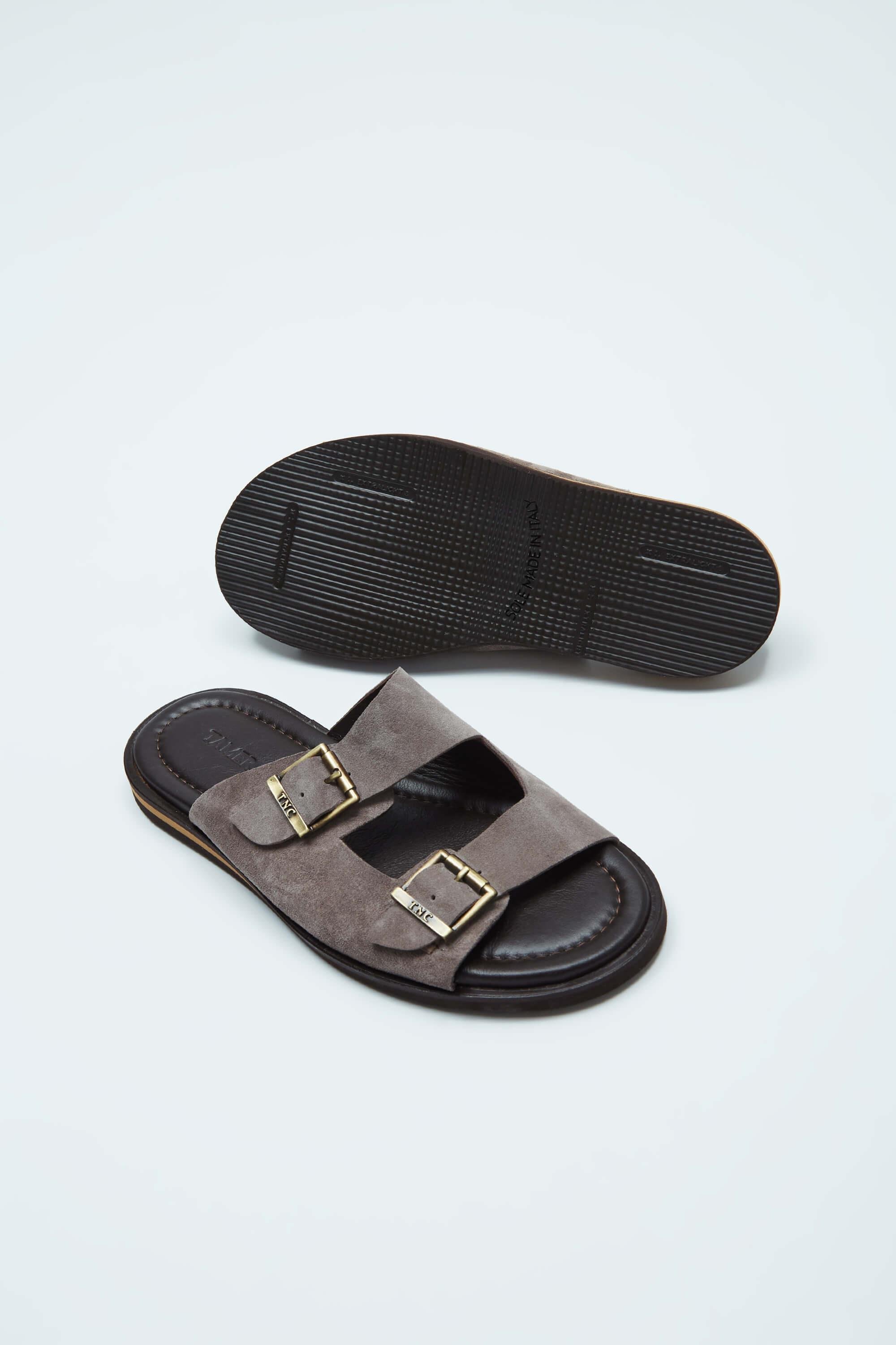 Tamer Tanca Erkek Hakiki Deri Vizon Düz Terlik