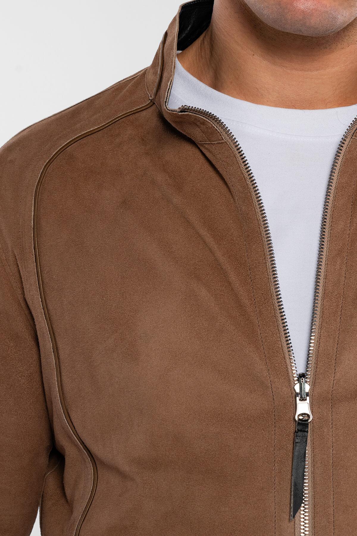 Tamer Tanca Erkek Hakiki Deri Vizon Süet Deri Mont