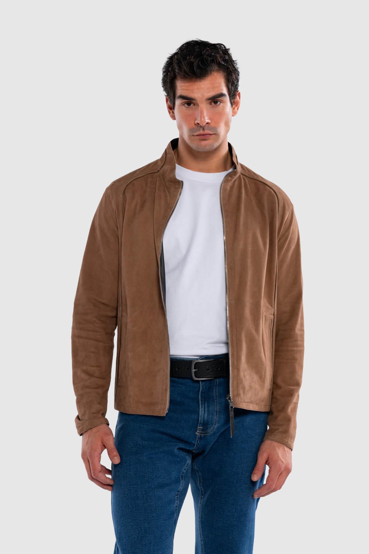 Tamer Tanca Erkek Hakiki Deri Vizon Süet Deri Mont