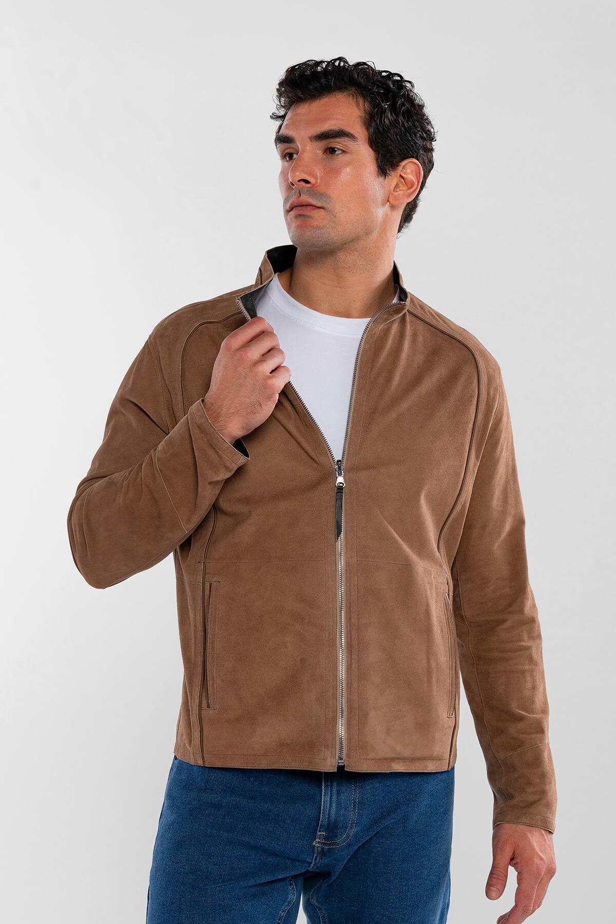 Tamer Tanca Erkek Hakiki Deri Vizon Süet Deri Mont