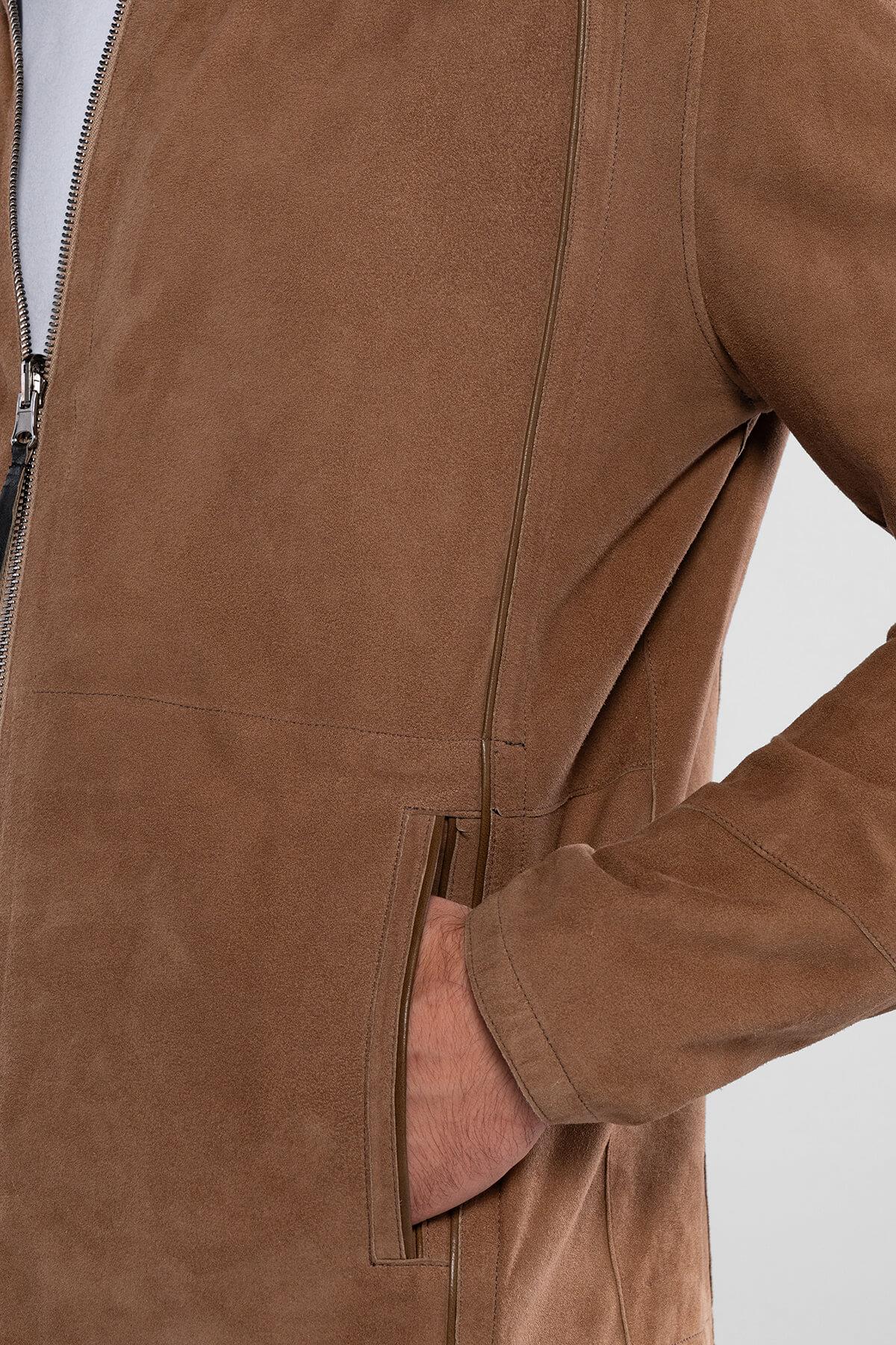 Tamer Tanca Erkek Hakiki Deri Vizon Süet Deri Mont