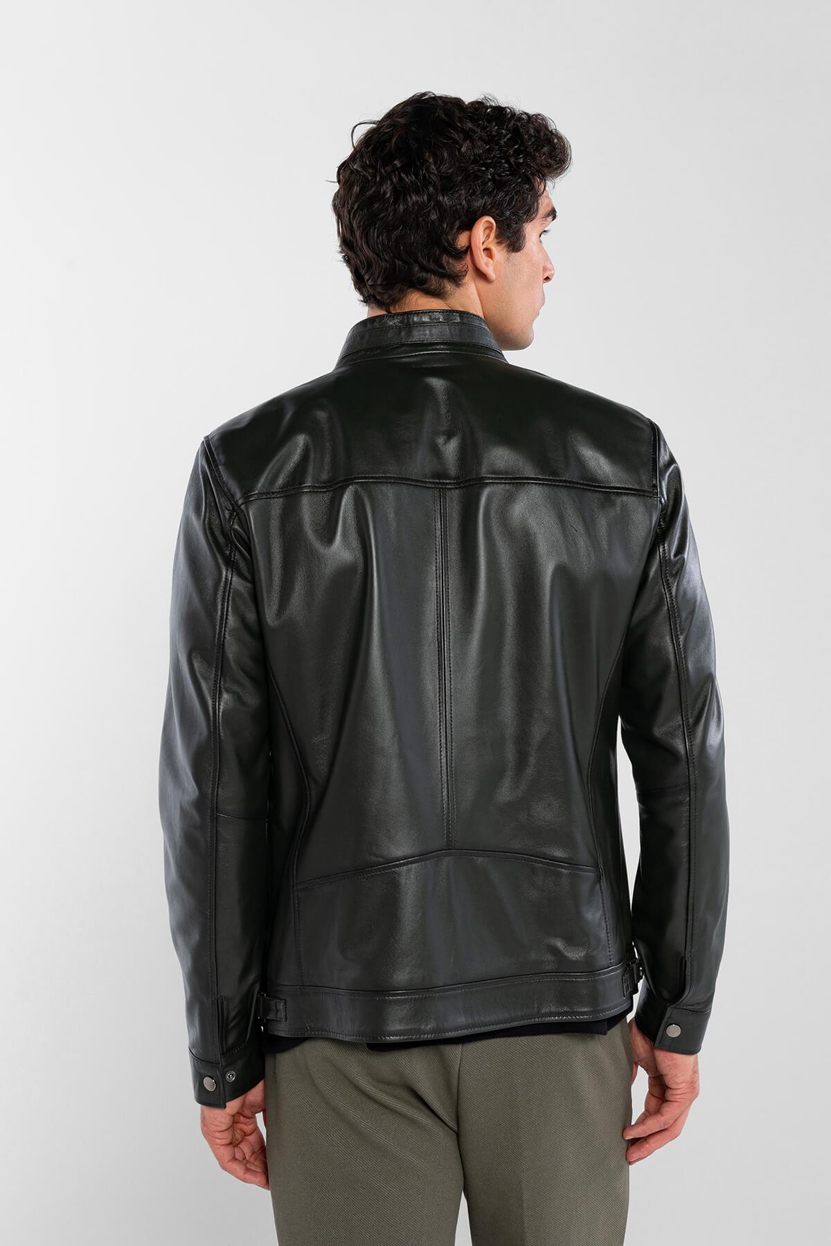 Tamer Tanca Erkek Hakiki Deri Yeşil Deri Mont