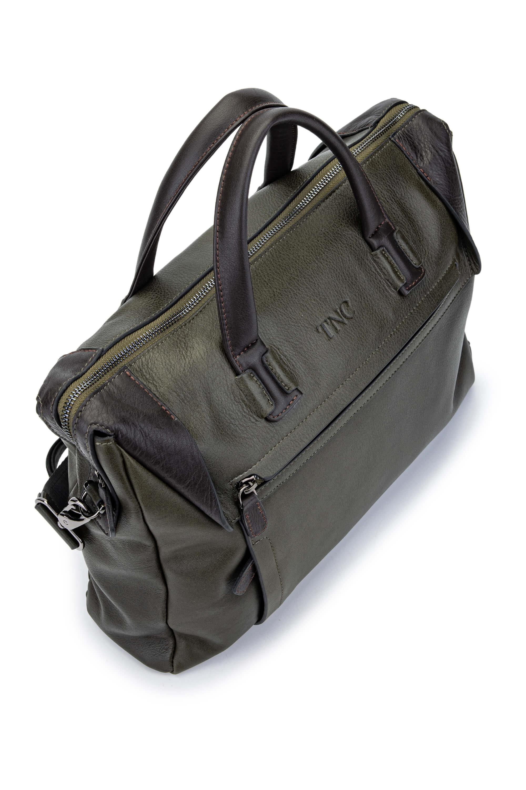 Tamer Tanca Erkek Hakiki Deri Yeşil Evrak Çantası