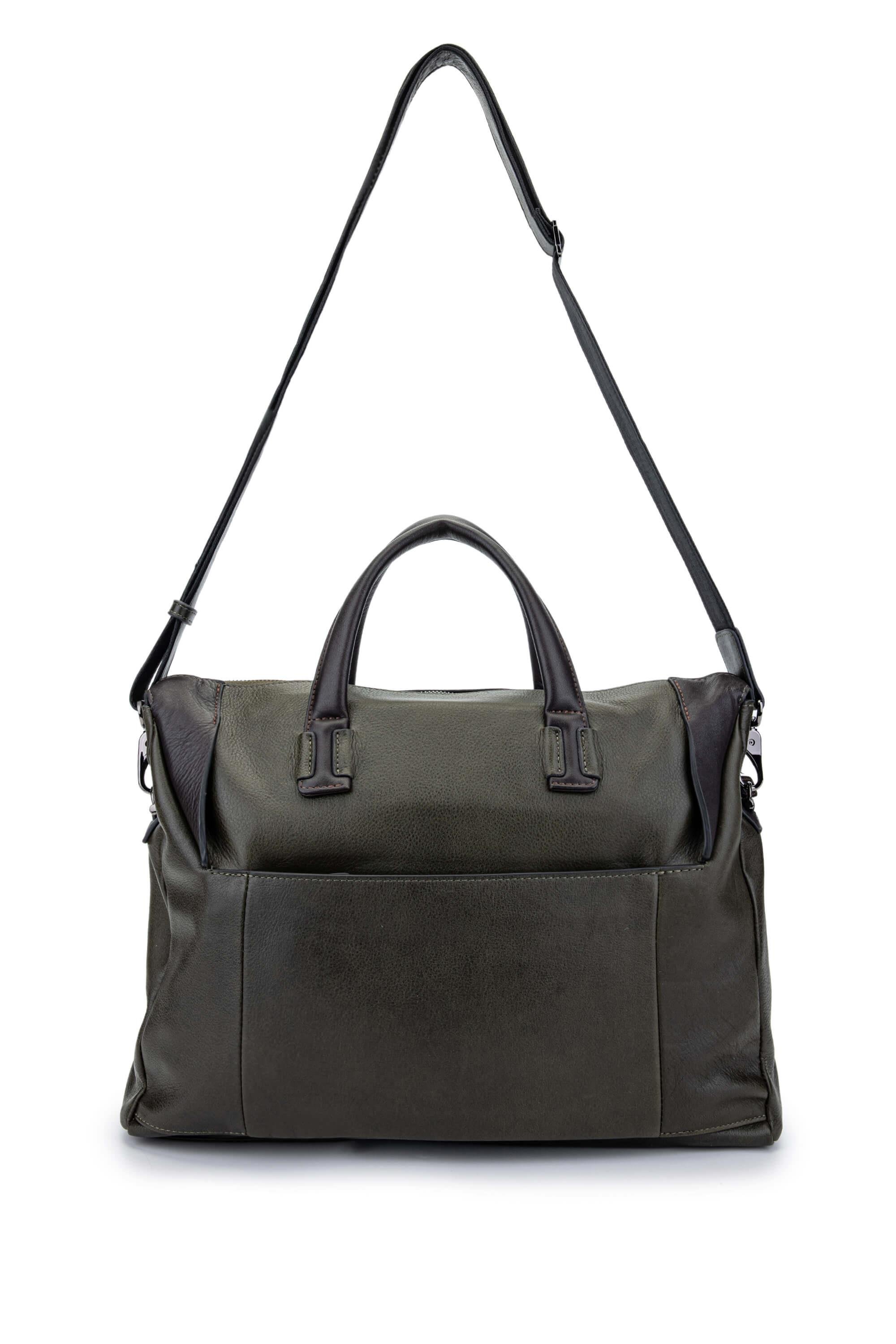 Tamer Tanca Erkek Hakiki Deri Yeşil Evrak Çantası