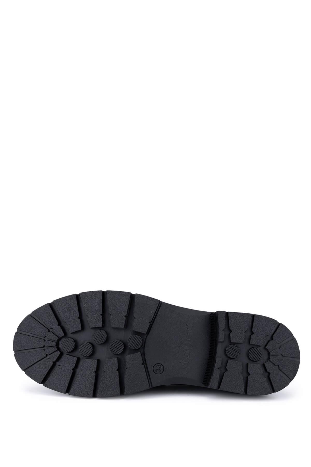 Tamer Tanca Kadın Deri & Tekstil Siyah Loafer Ayakkabı