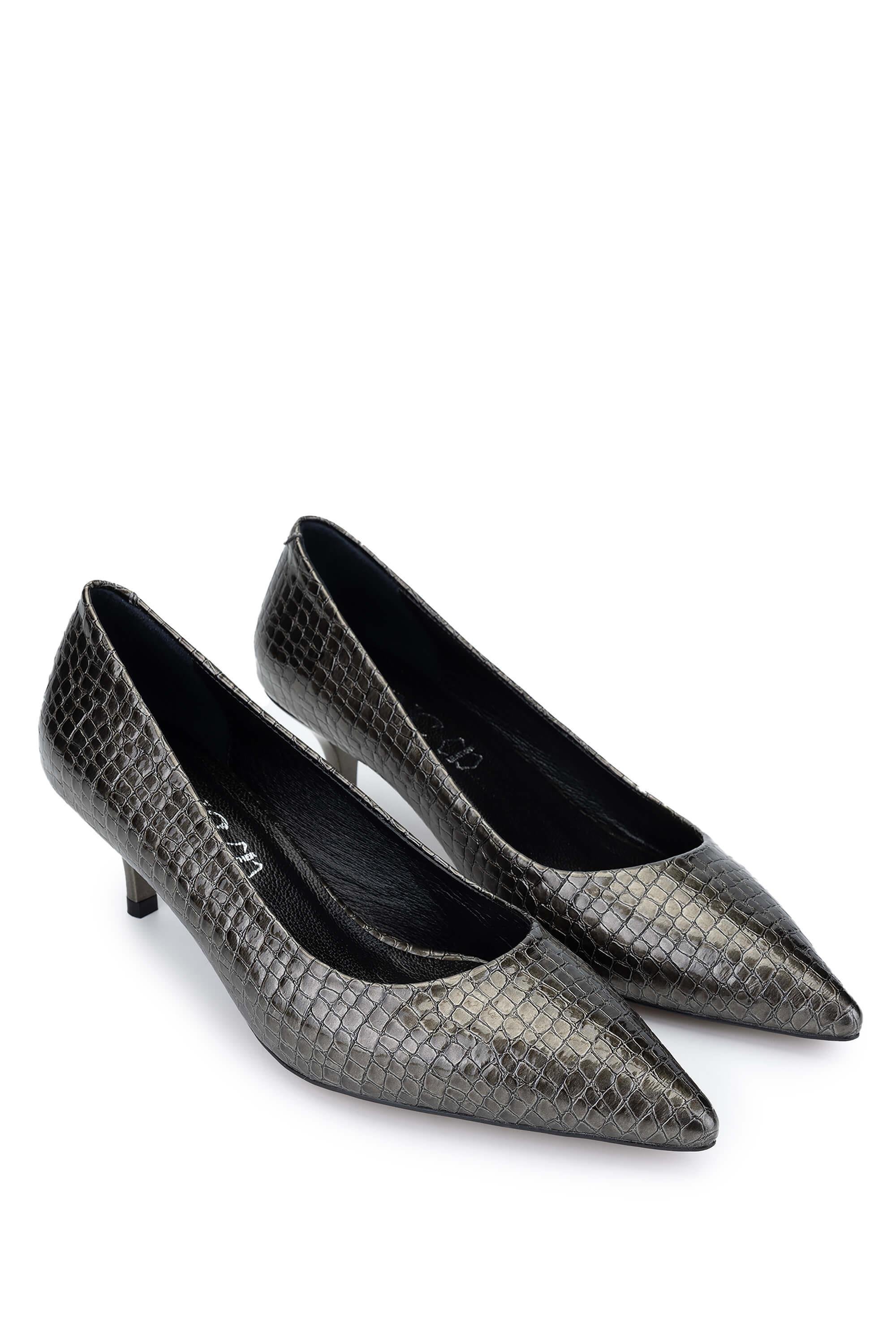 Tamer Tanca Kadın Hakiki Deri Antrasit Stiletto Ayakkabı