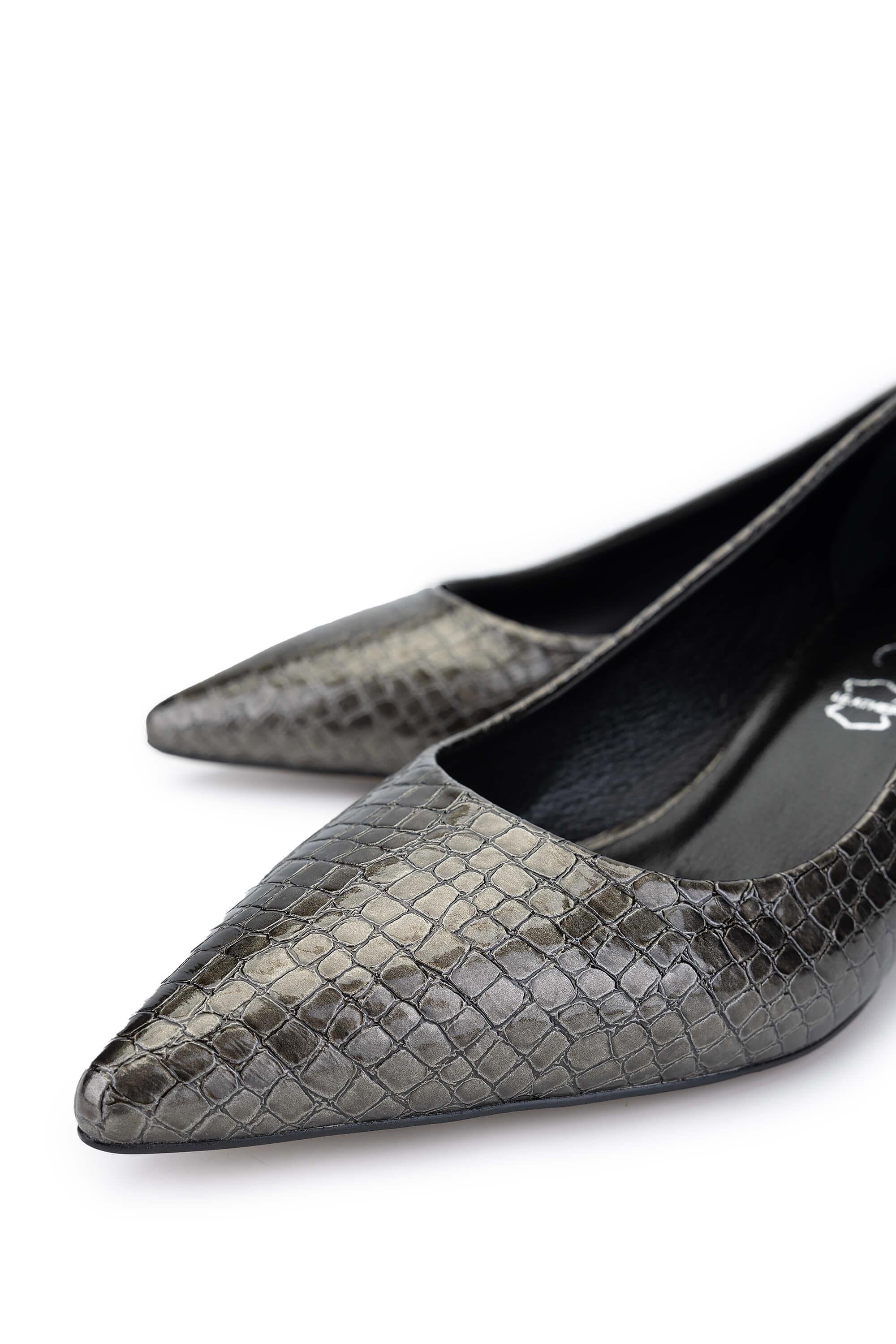Tamer Tanca Kadın Hakiki Deri Antrasit Stiletto Ayakkabı
