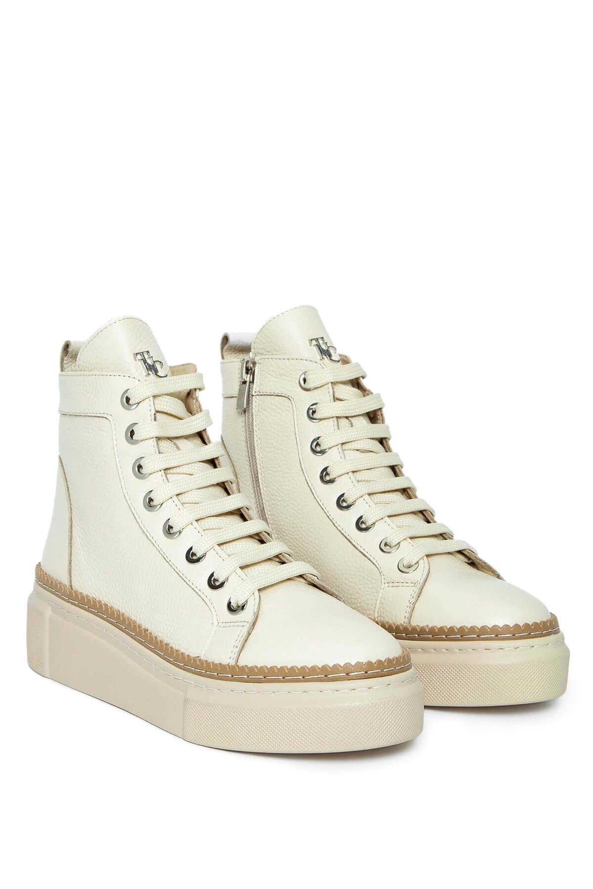 Tamer Tanca Kadın Hakiki Deri Bej Casual Bot