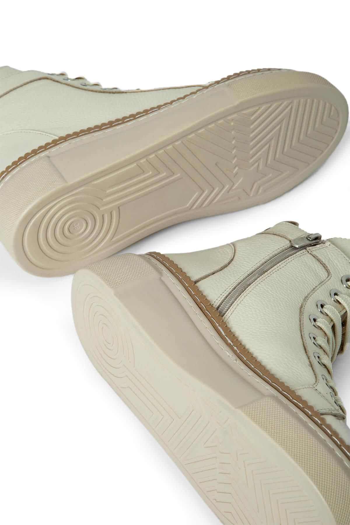 Tamer Tanca Kadın Hakiki Deri Bej Casual Bot