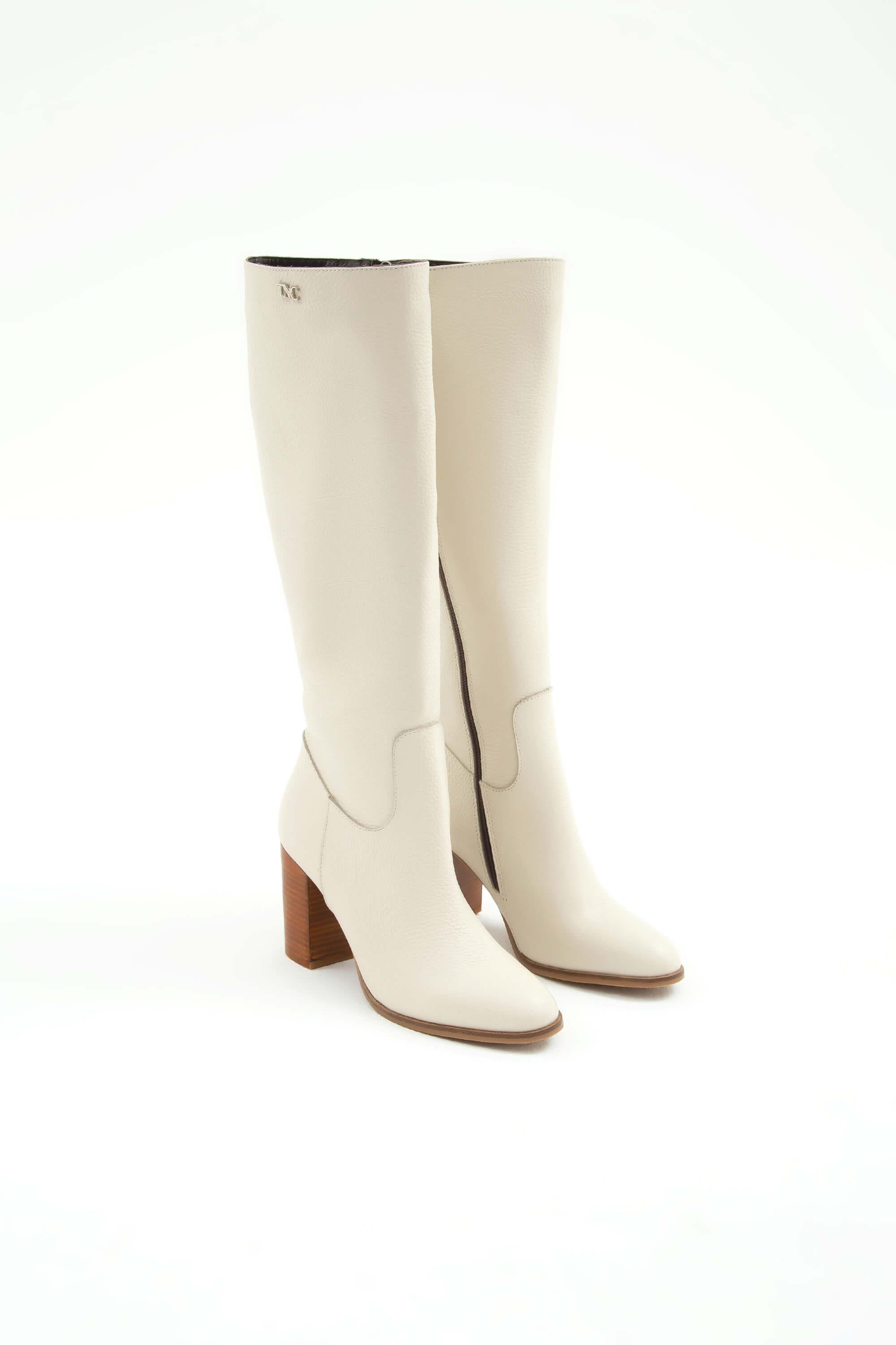 Tamer Tanca Kadın Hakiki Deri Bej Floter Klasik Çizme