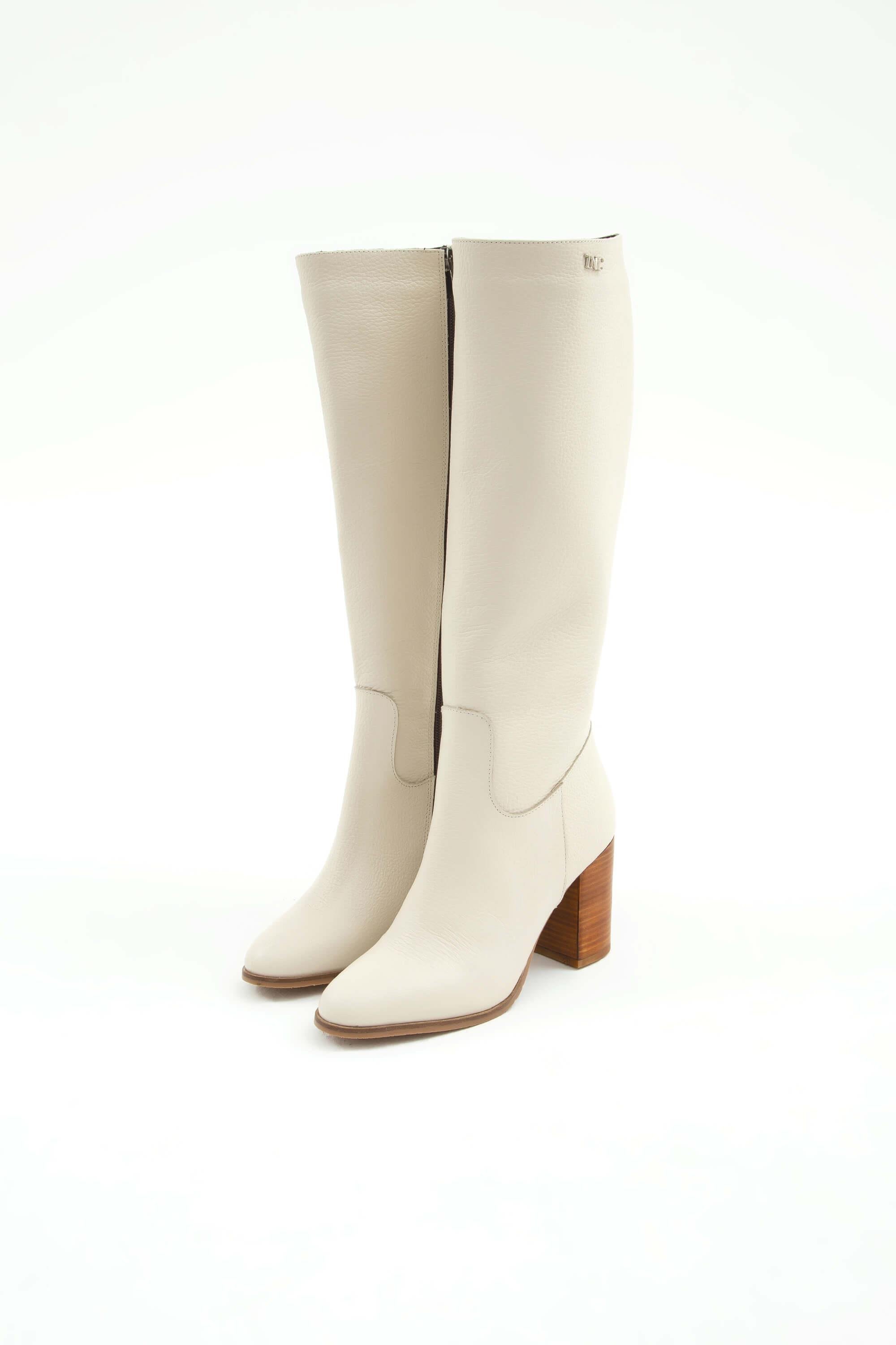 Tamer Tanca Kadın Hakiki Deri Bej Floter Klasik Çizme