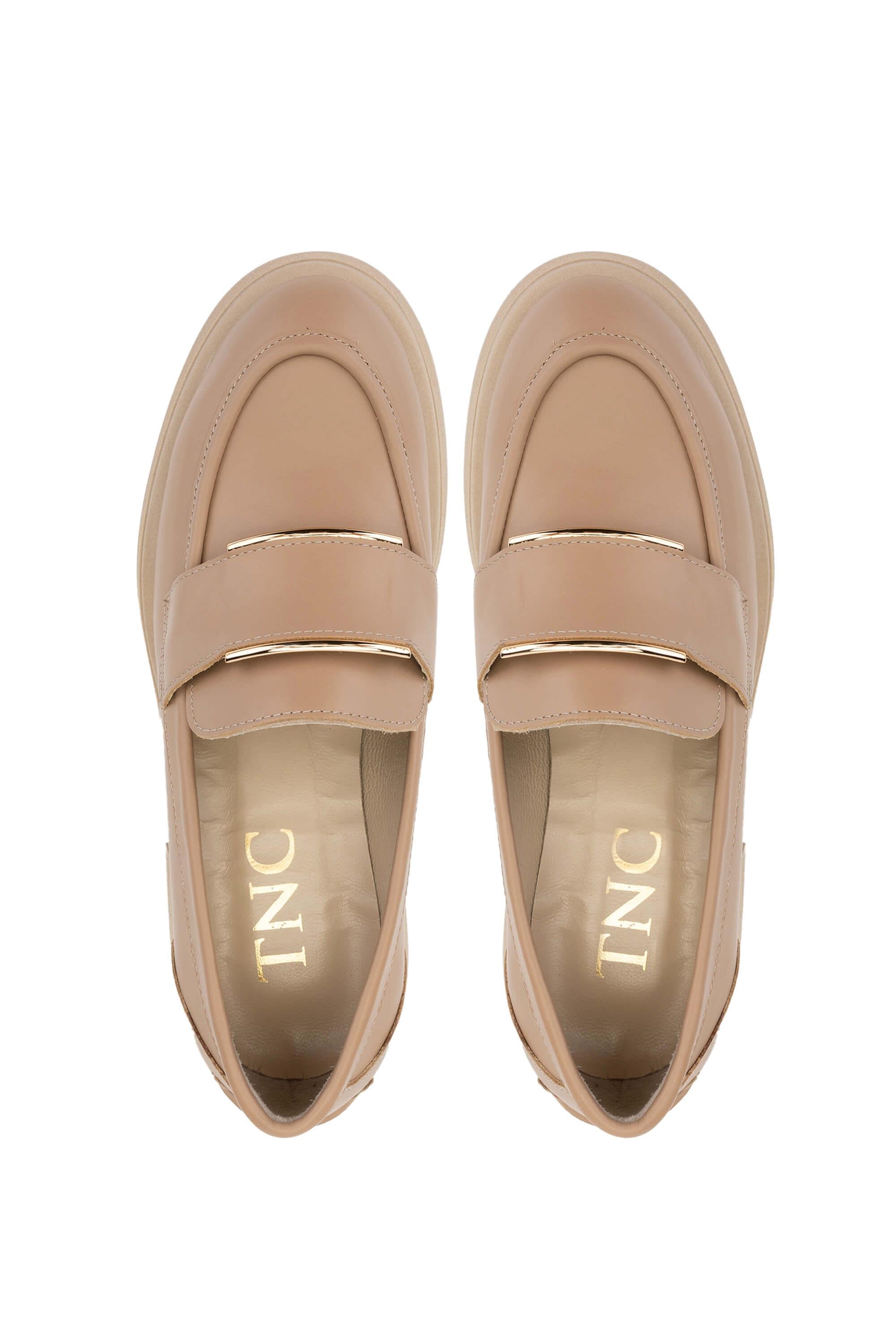 Tamer Tanca Kadın Hakiki Deri Bej Loafer Ayakkabı