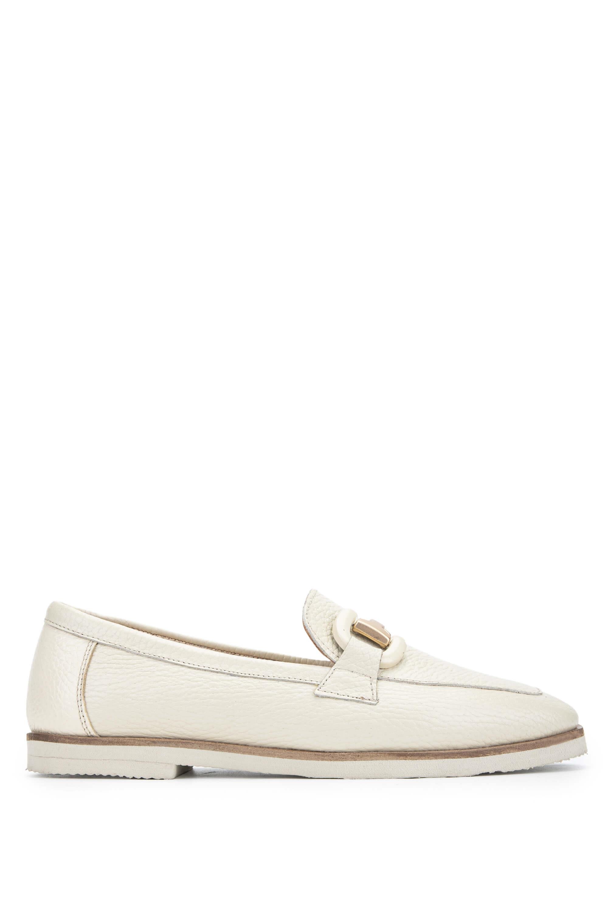 Tamer Tanca Kadın Hakiki Deri Bej Loafer Ayakkabı