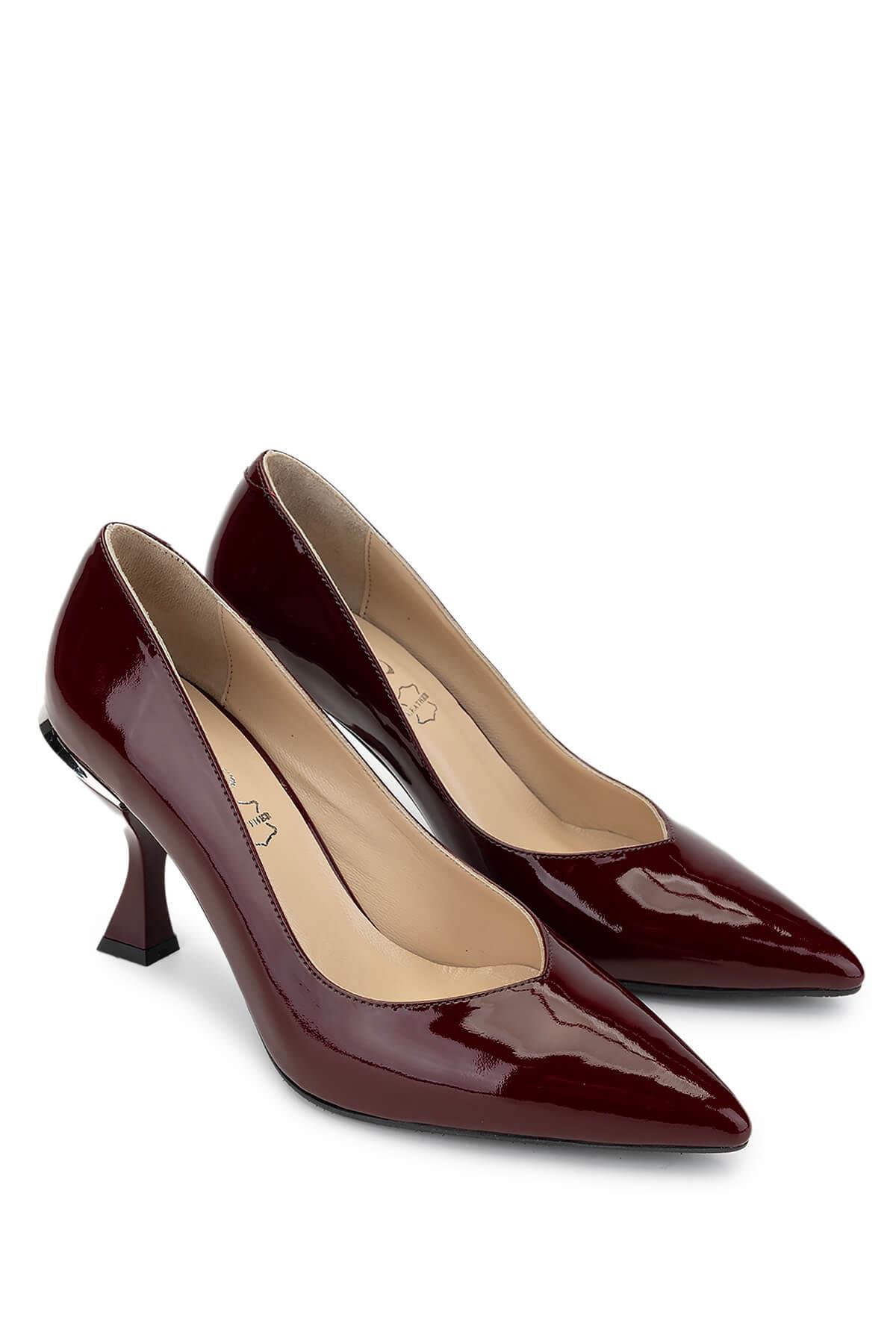 Tamer Tanca Kadın Hakiki Deri Bordo Rugan Topuklu Ayakkabı