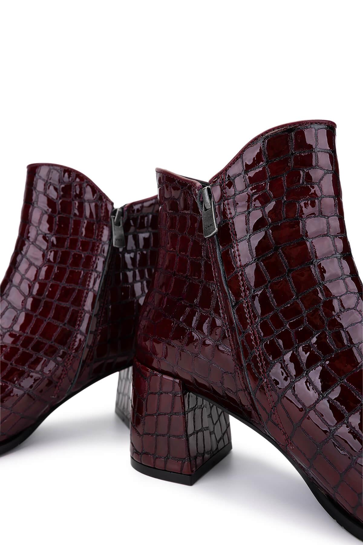 Tamer Tanca Kadın Hakiki Deri Bordo Rugan Klasik Bot