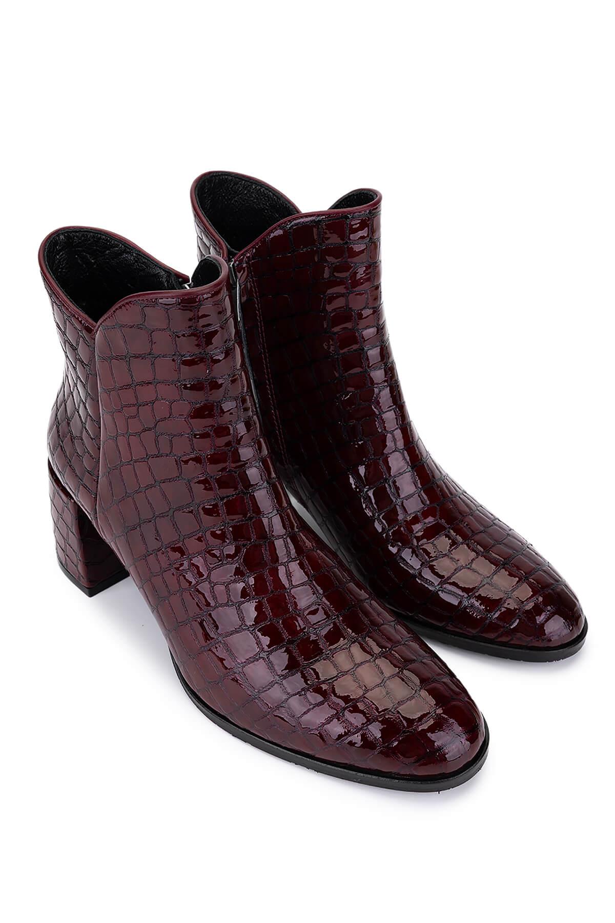 Tamer Tanca Kadın Hakiki Deri Bordo Rugan Klasik Bot