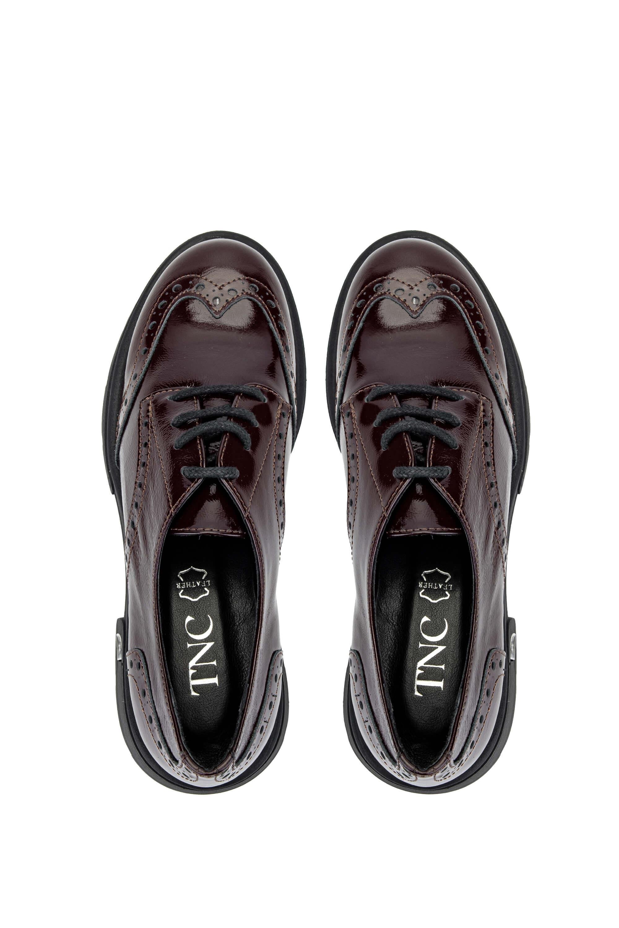 Tamer Tanca Kadın Hakiki Deri Bordo Rugan Casual Ayakkabı