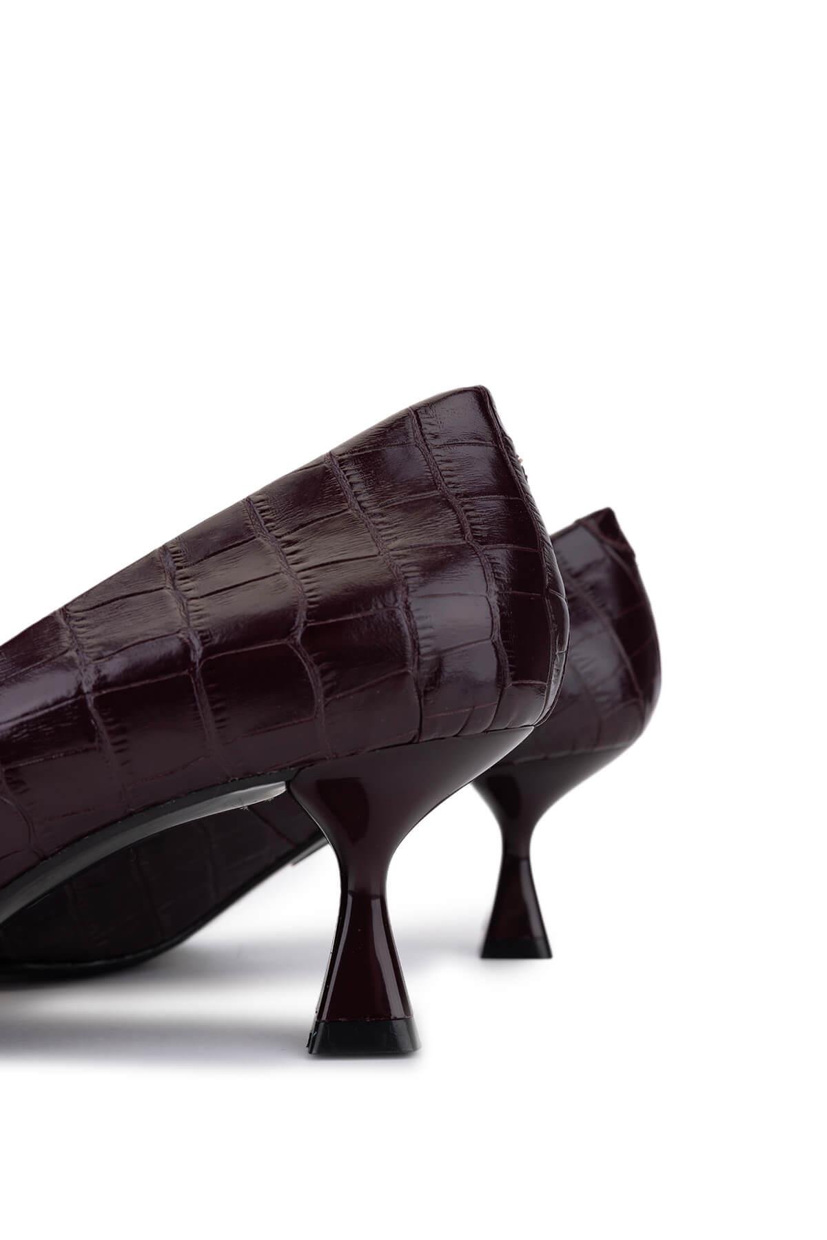 Tamer Tanca Kadın Hakiki Deri Bordo Topuklu Ayakkabı