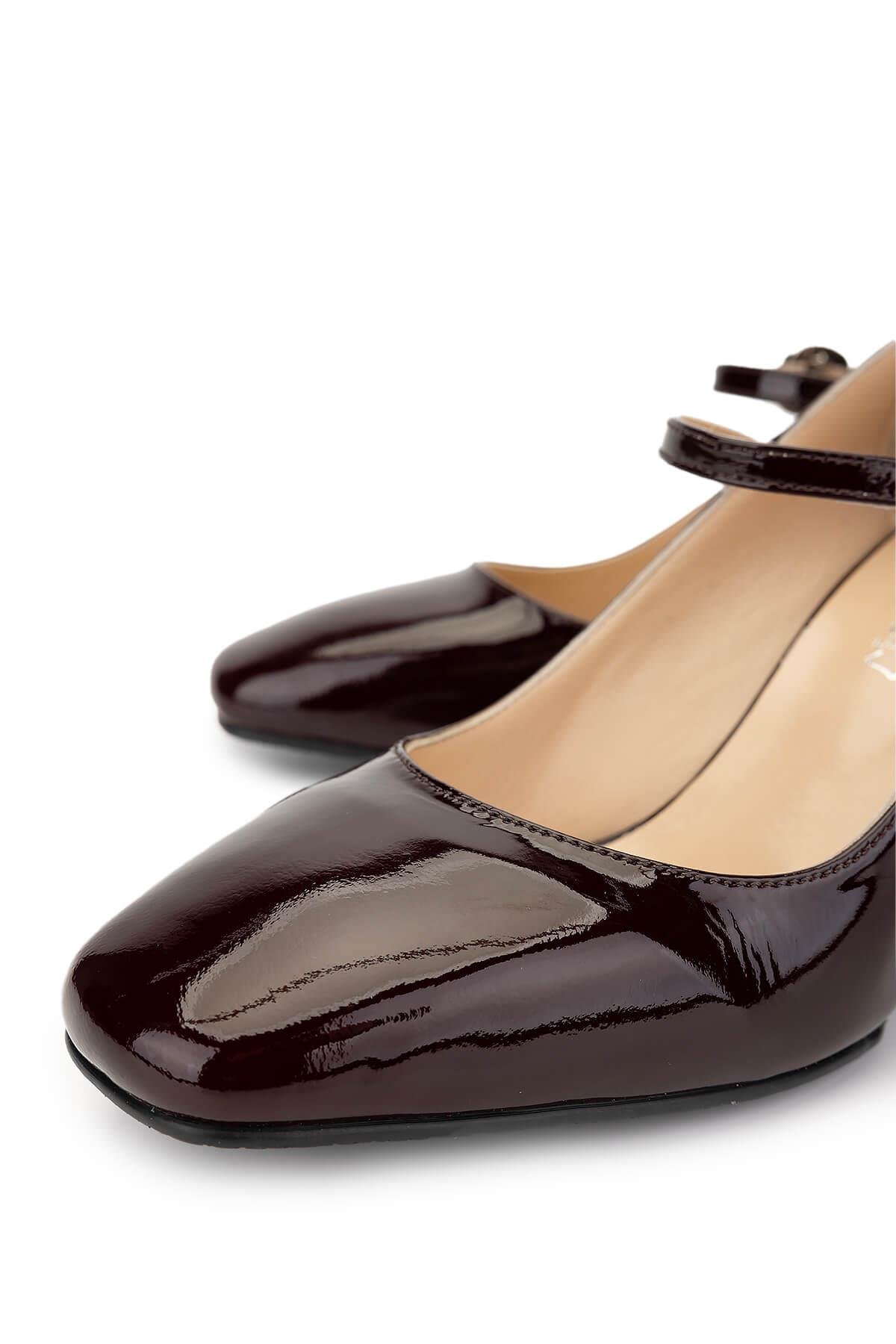 Tamer Tanca Kadın Hakiki Deri Bordo Topuklu Ayakkabı