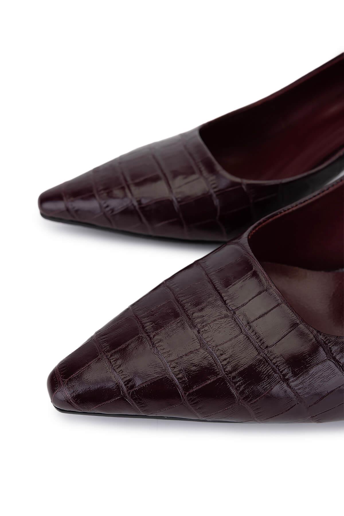 Tamer Tanca Kadın Hakiki Deri Bordo Topuklu Ayakkabı