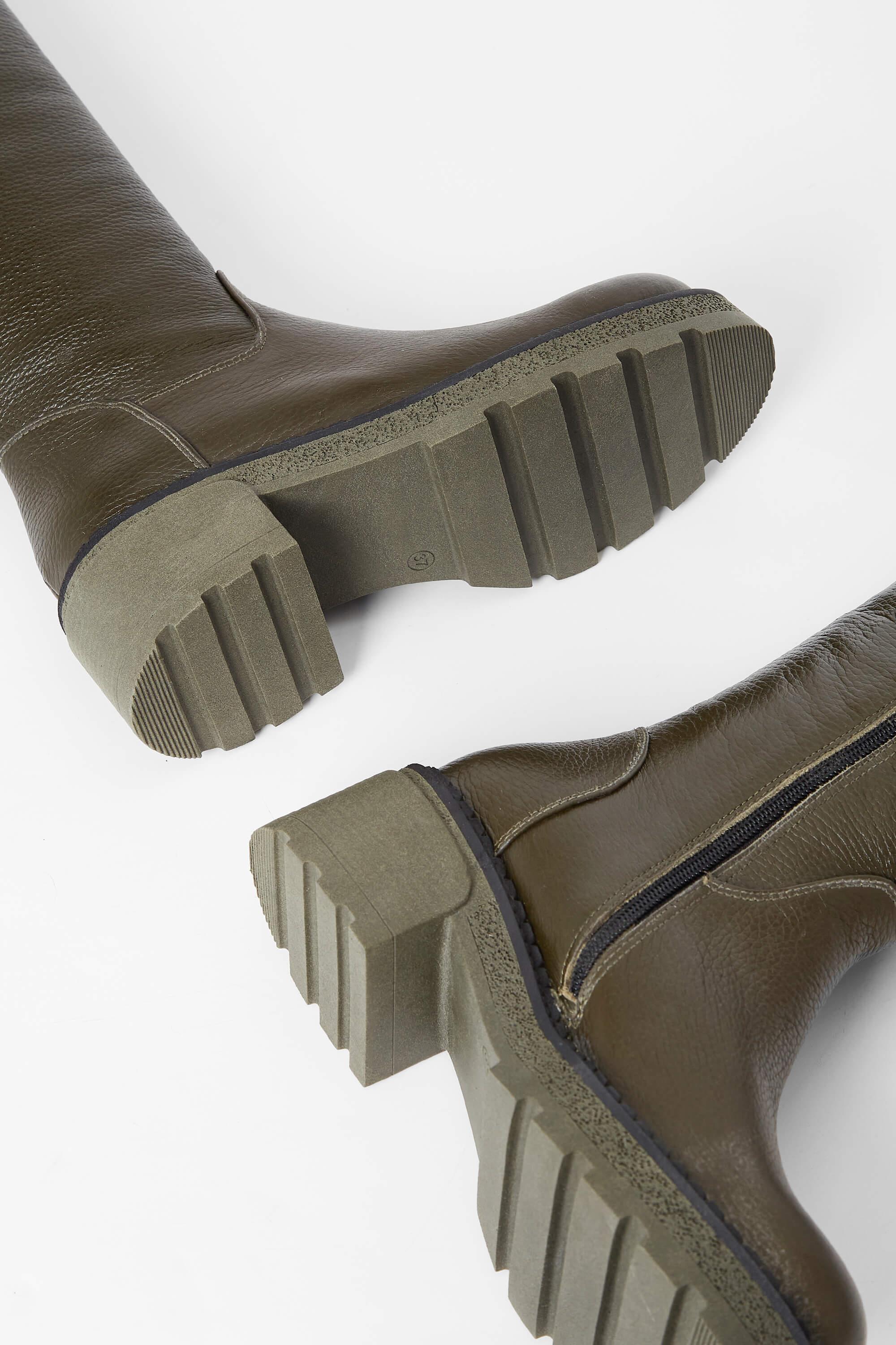 Tamer Tanca Kadın Hakiki Deri Haki Casual Çizme