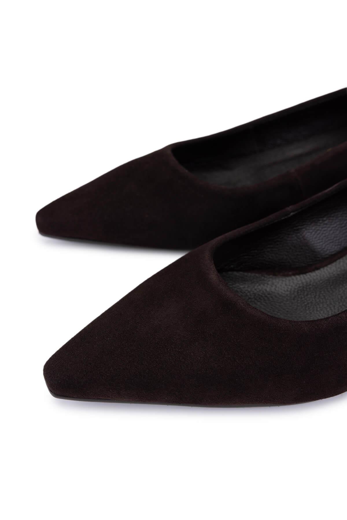 Tamer Tanca Kadın Hakiki Deri Kahverengi Süet Topuklu Ayakkabı