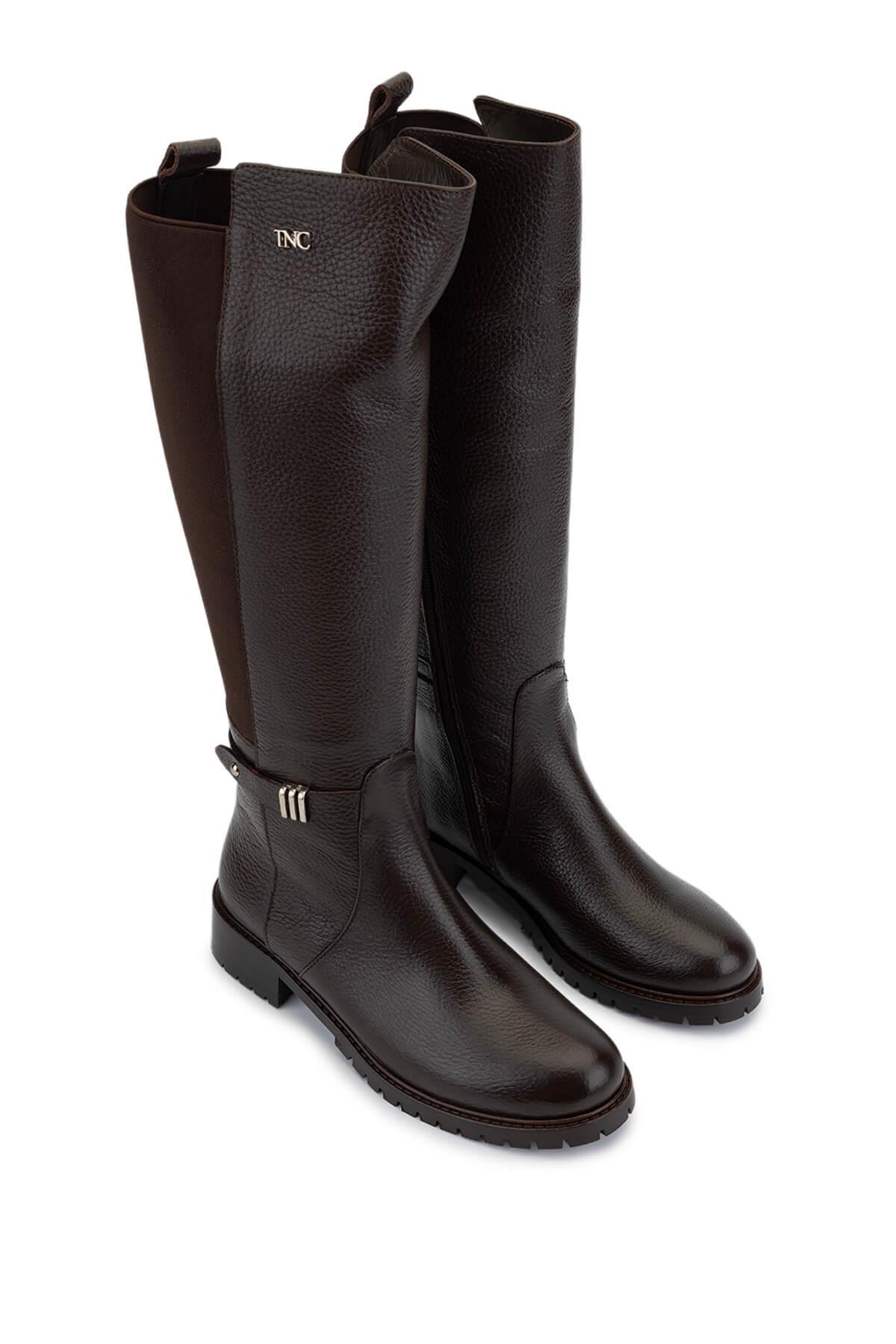 Tamer Tanca Kadın Hakiki Deri Kahverengi Floter Casual Çizme