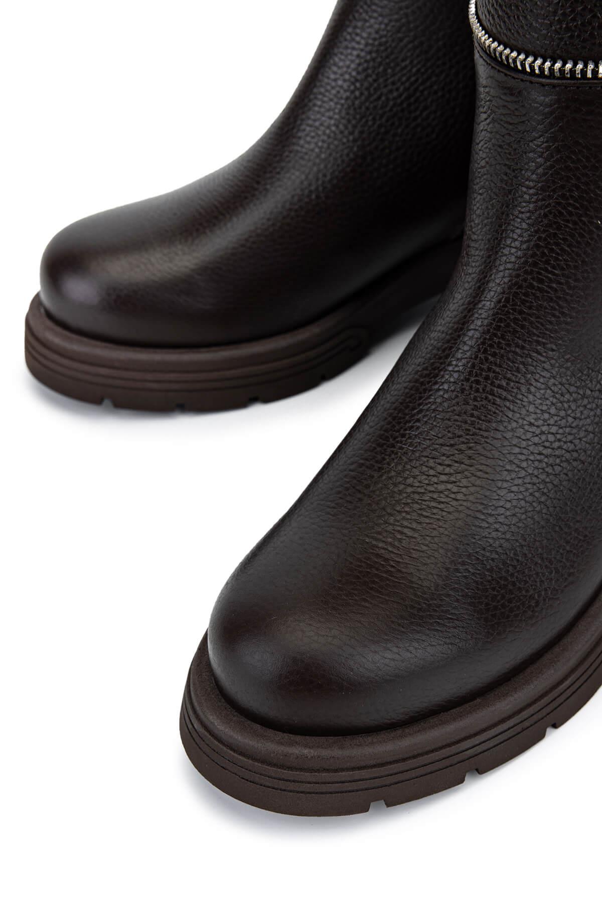 Tamer Tanca Kadın Hakiki Deri Kahverengi Floter Klasik Çizme