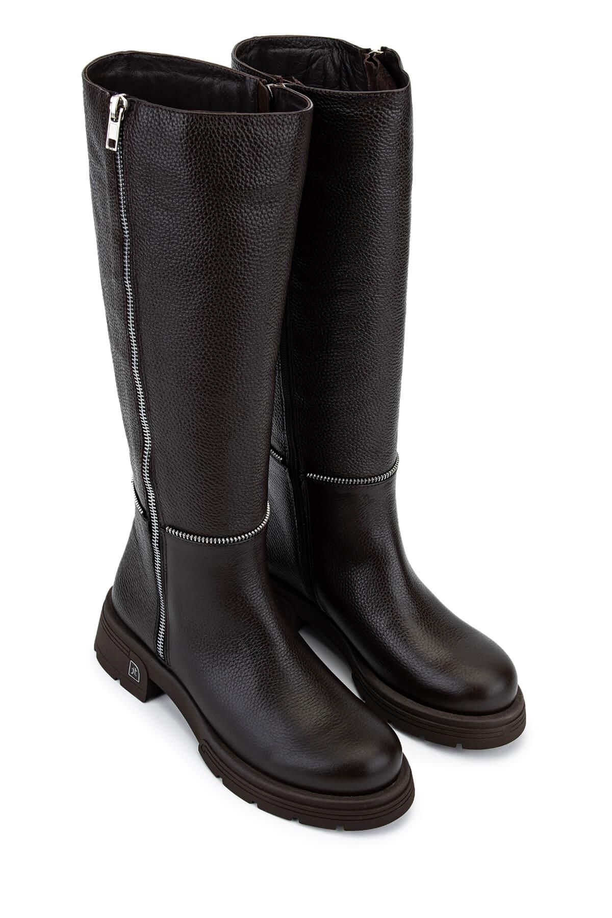 Tamer Tanca Kadın Hakiki Deri Kahverengi Floter Klasik Çizme