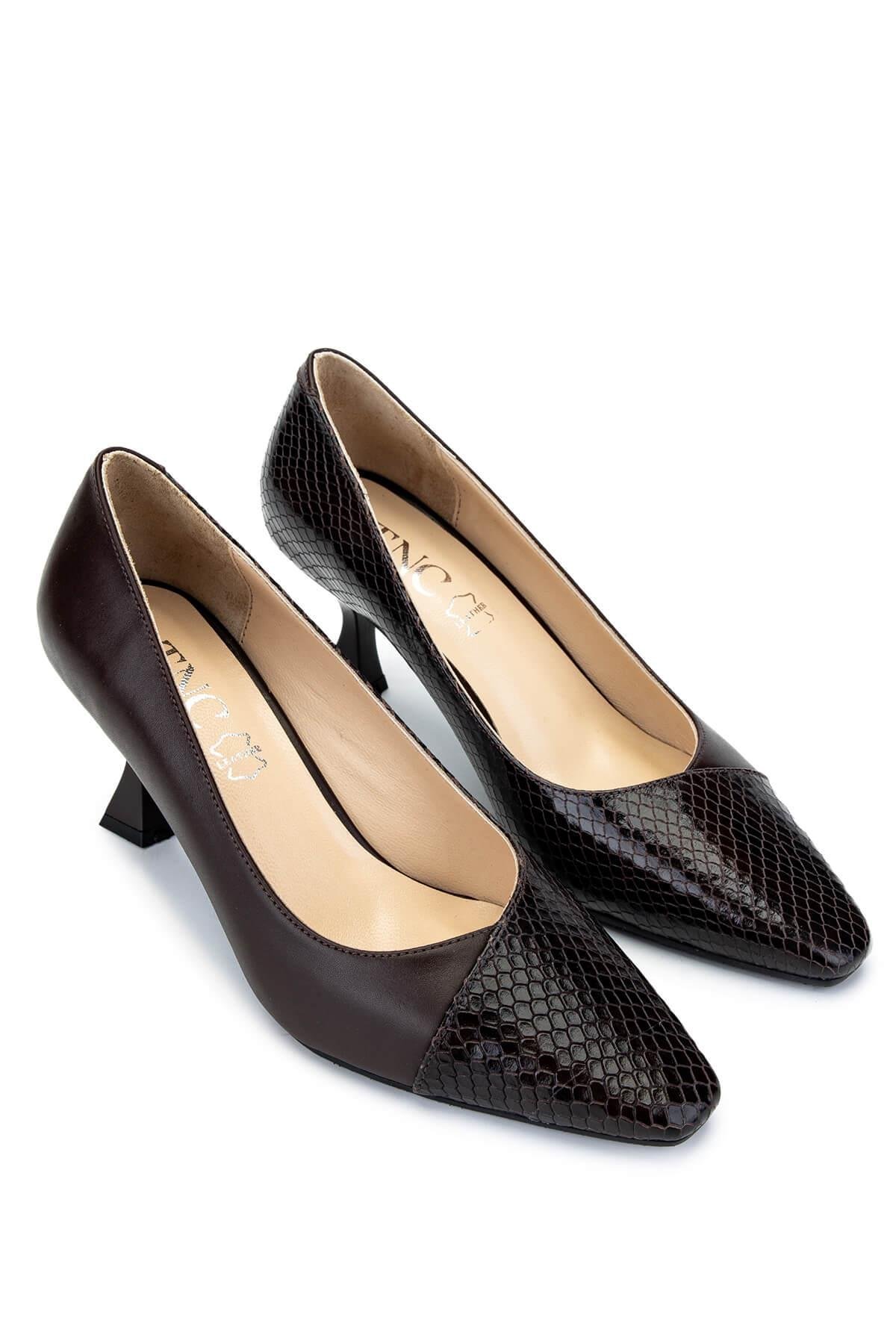 Tamer Tanca Kadın Hakiki Deri Kahverengi Topuklu Ayakkabı