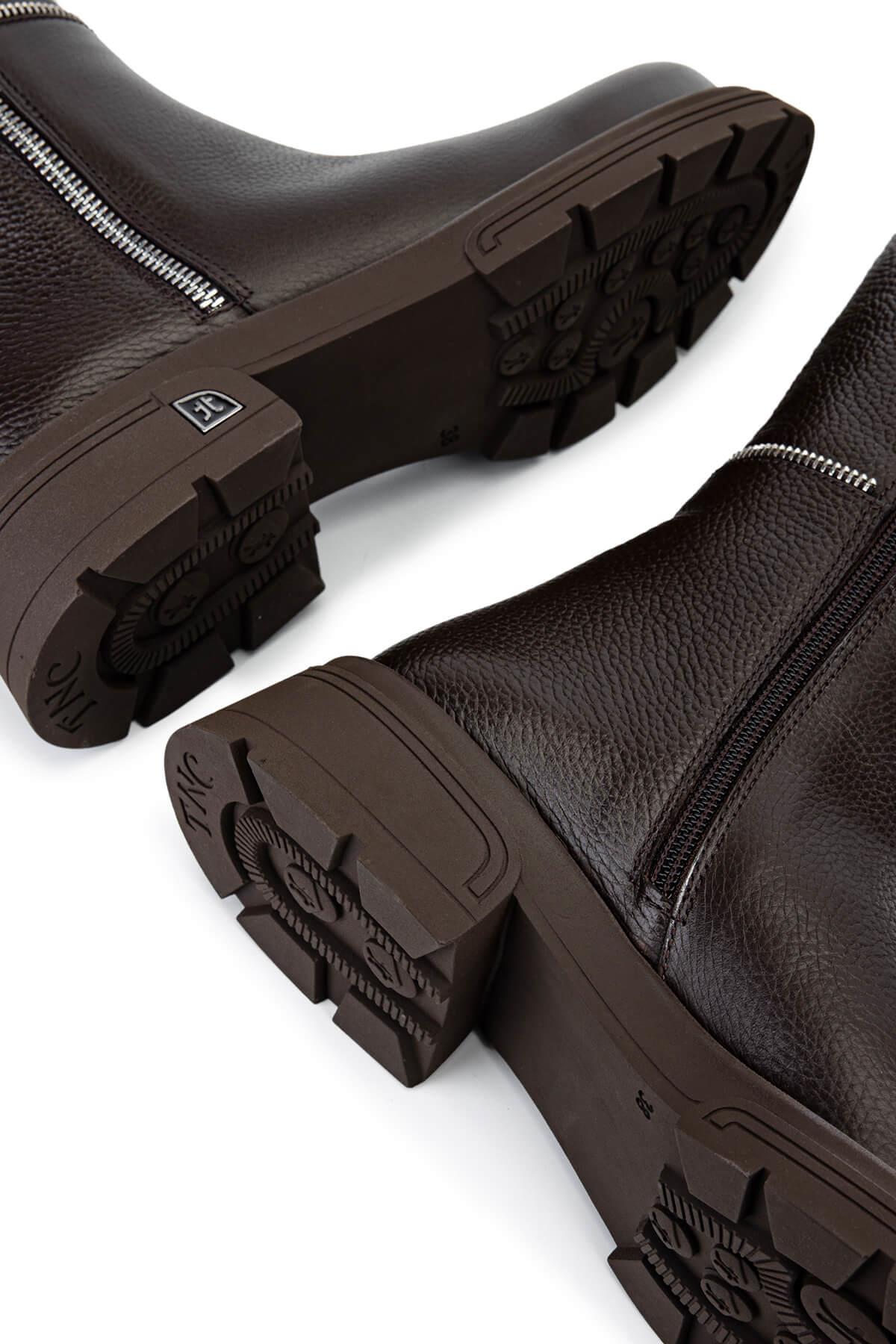 Tamer Tanca Kadın Hakiki Deri Kahverengi Floter Klasik Çizme