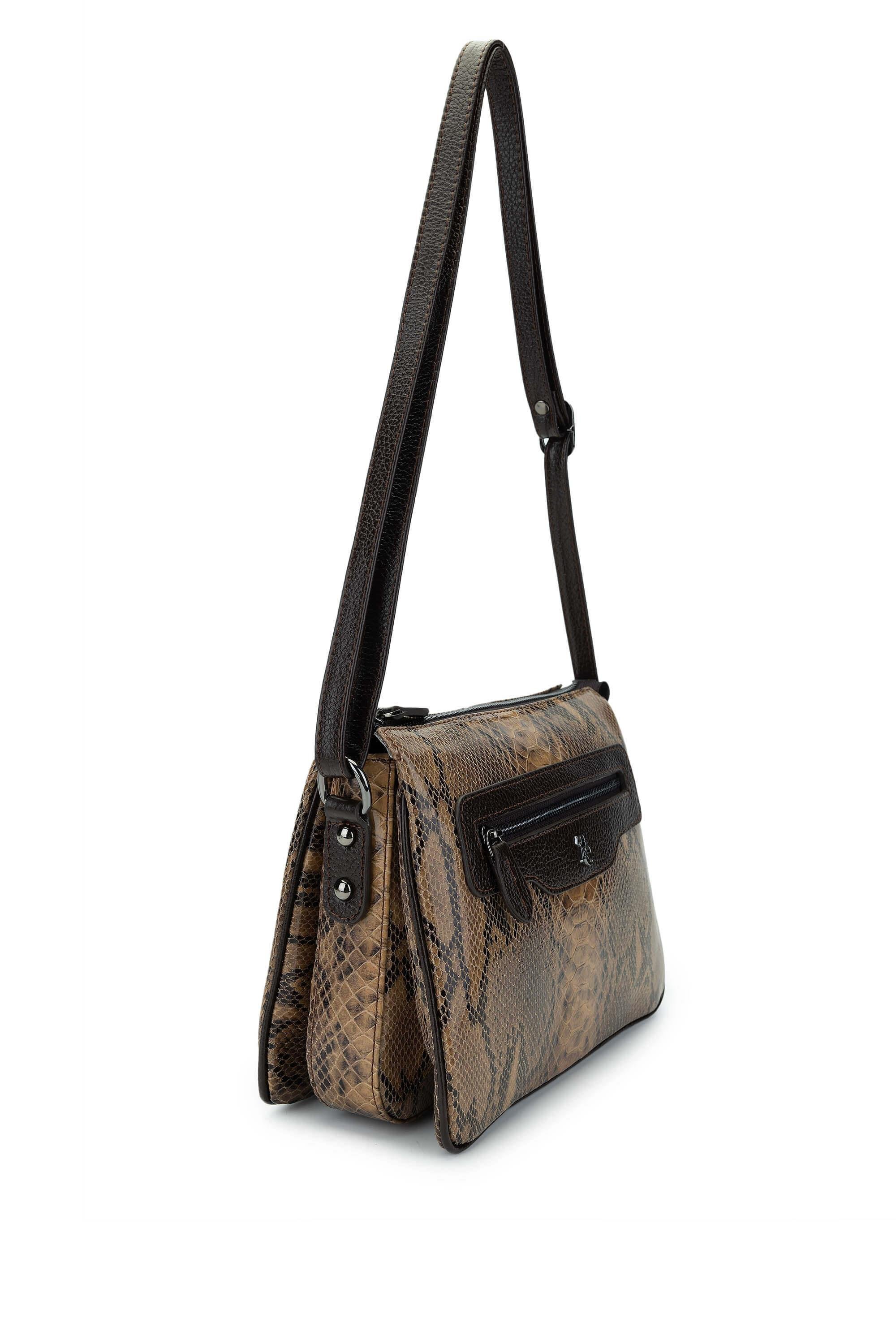 Tamer Tanca Kadın Hakiki Deri Kahverengi Omuz Çanta