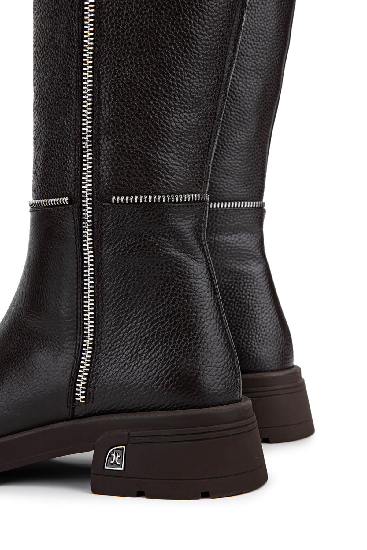 Tamer Tanca Kadın Hakiki Deri Kahverengi Floter Klasik Çizme