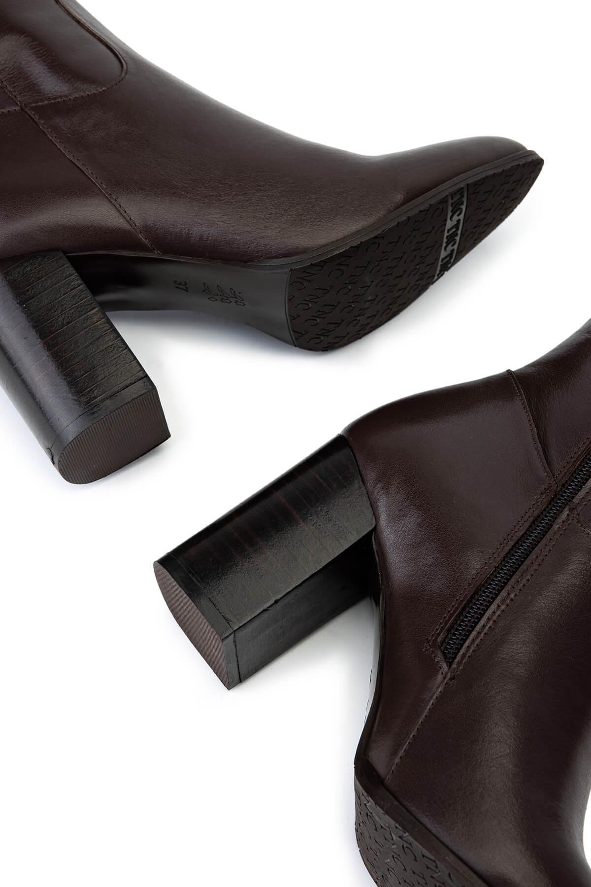 Tamer Tanca Kadın Hakiki Deri Kahverengi Klasik Çizme