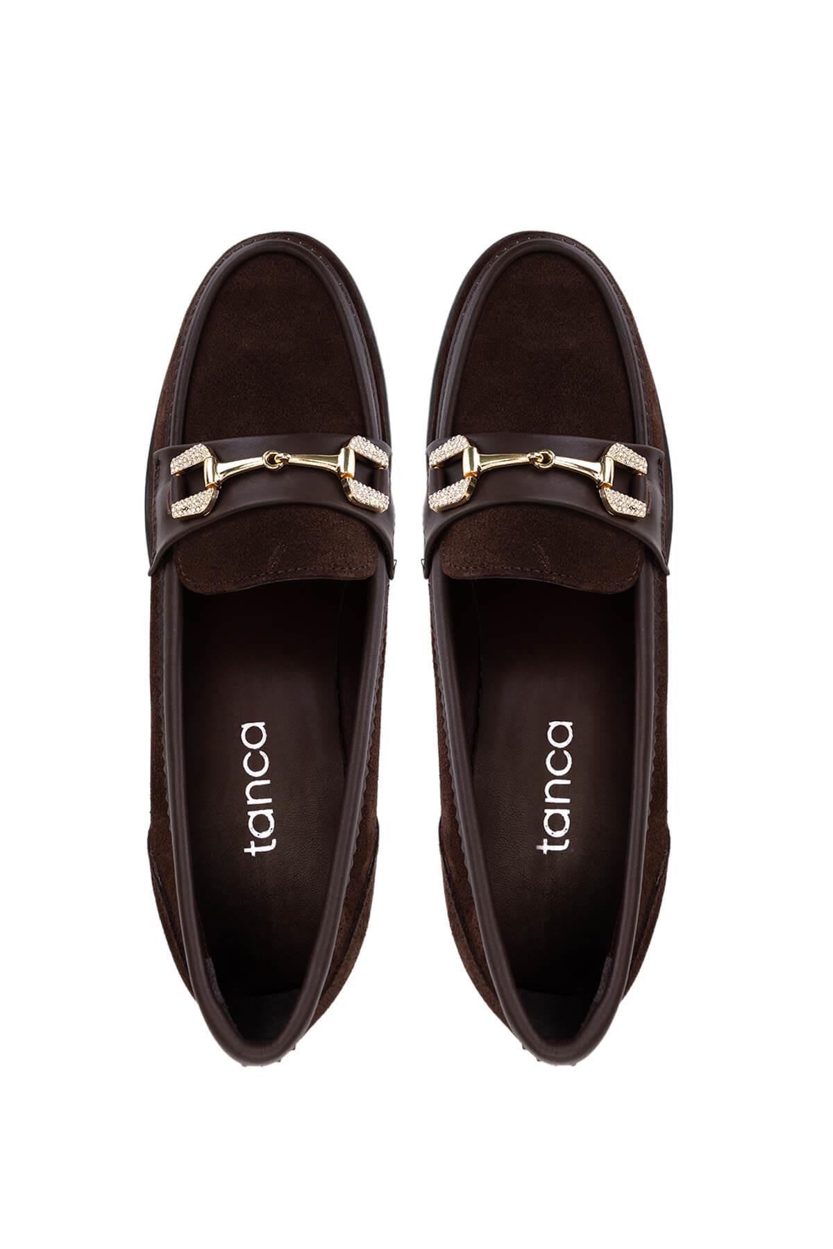 Tamer Tanca Kadın Hakiki Deri Kahverengi Makosen Ayakkabı