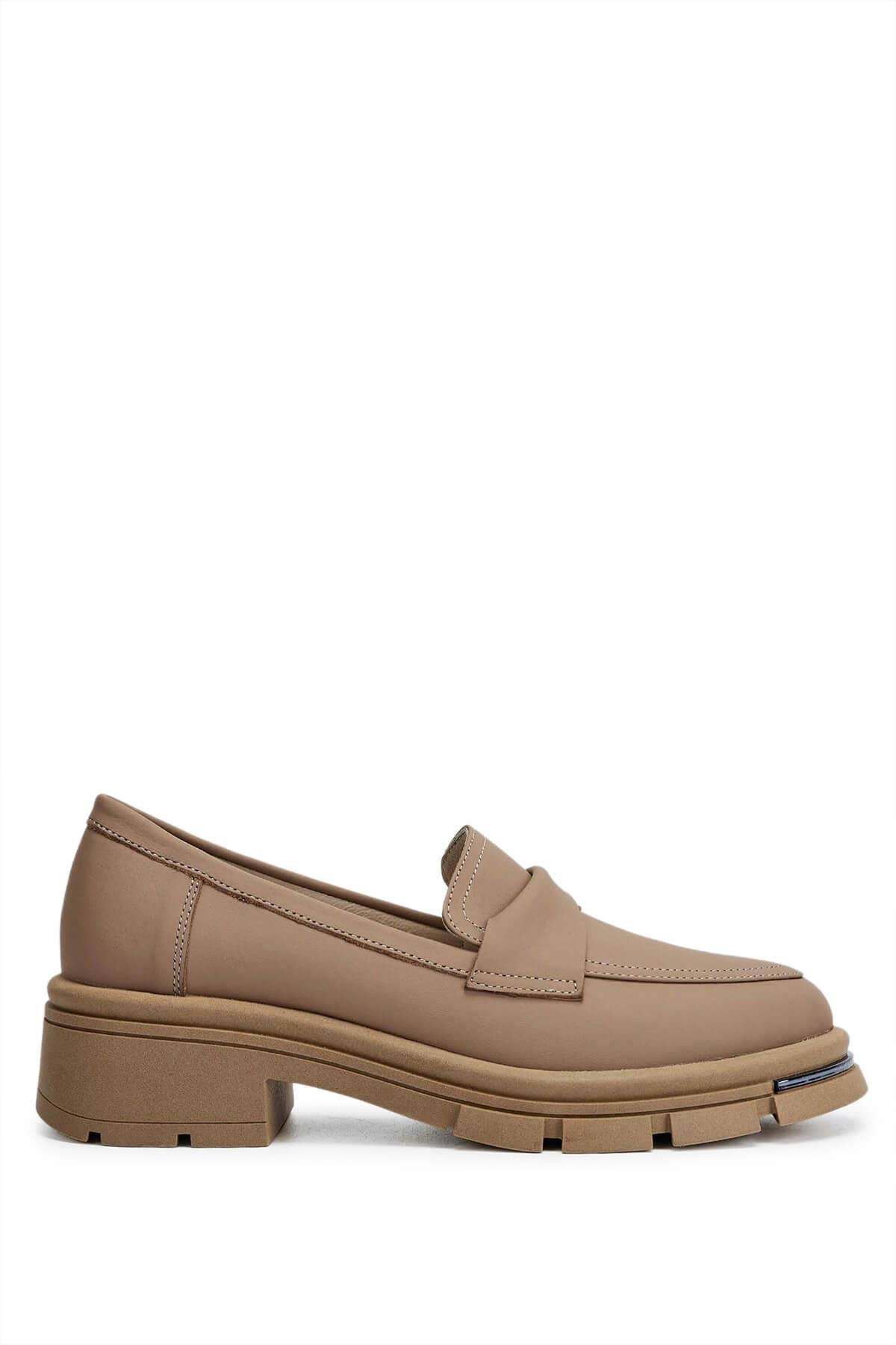 Tamer Tanca Kadın Hakiki Deri Karamel Loafer Ayakkabı